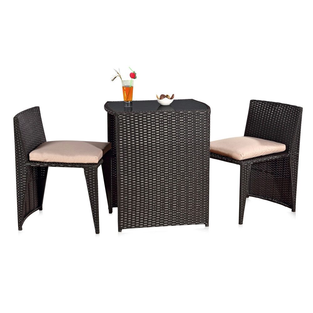 Mucola Sitzgruppe 3tlg. Polyrattan Balkonset Gartenset günstig online kaufen
