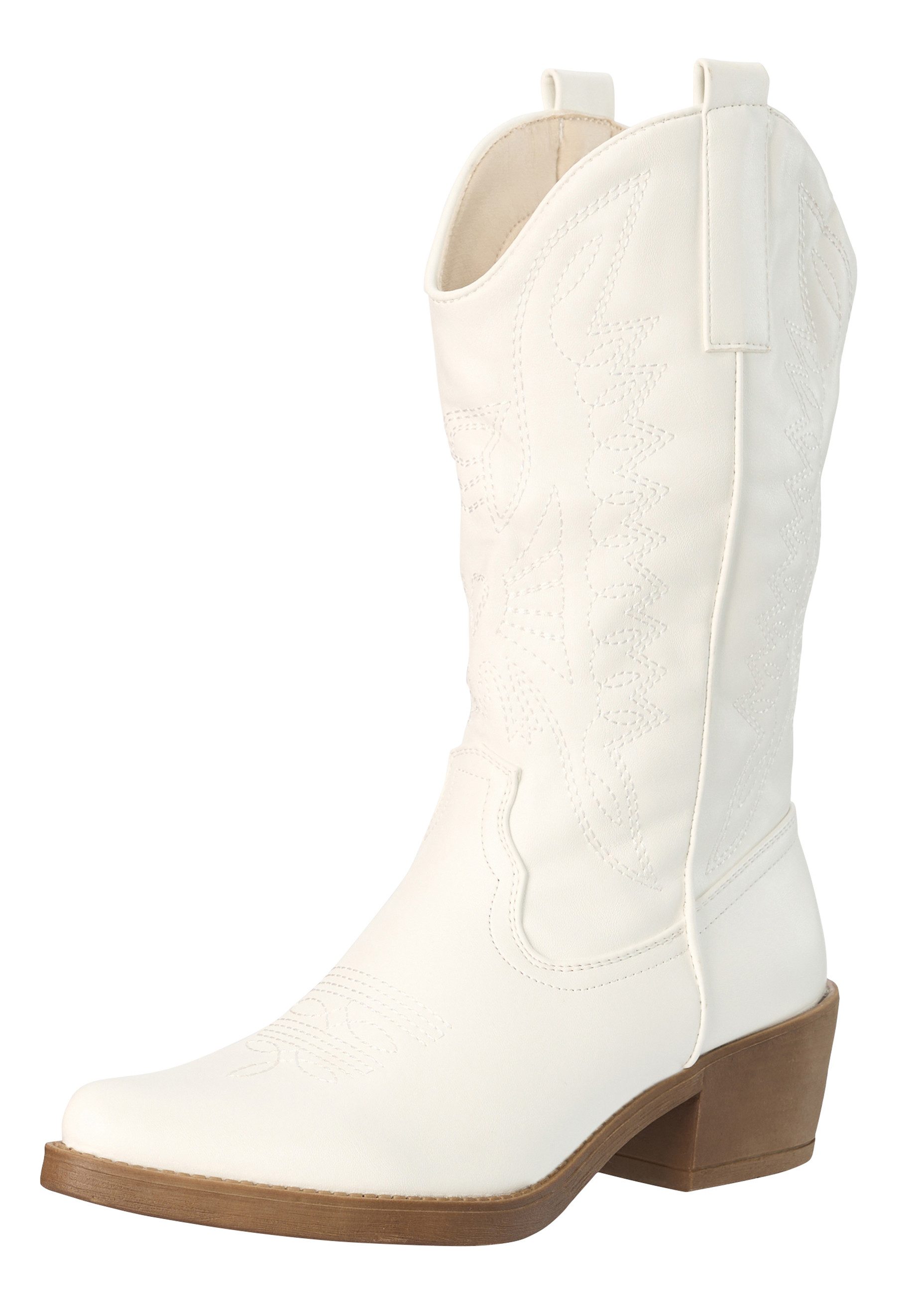 Salinyang Damen Cowboy Boots – Cowboystil mit Stickerei Lederoptik Stiefel
