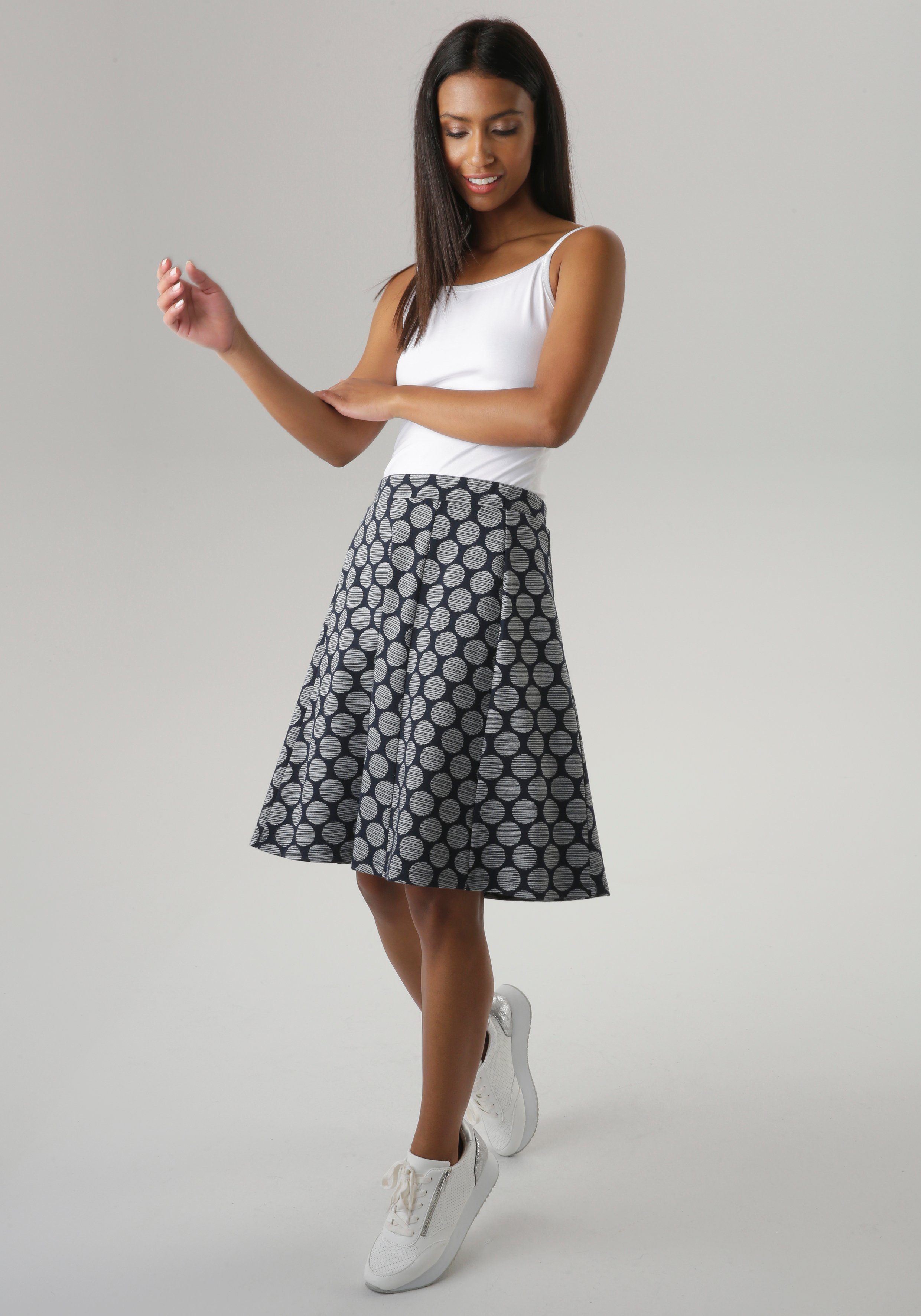 Aniston SELECTED Jerseyrock mit gestreiften Punkten