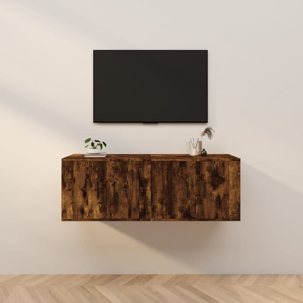 furnicato TV-Schrank TV-Wandschränke 2 Stk. Räuchereiche 57x34,5x40 cm