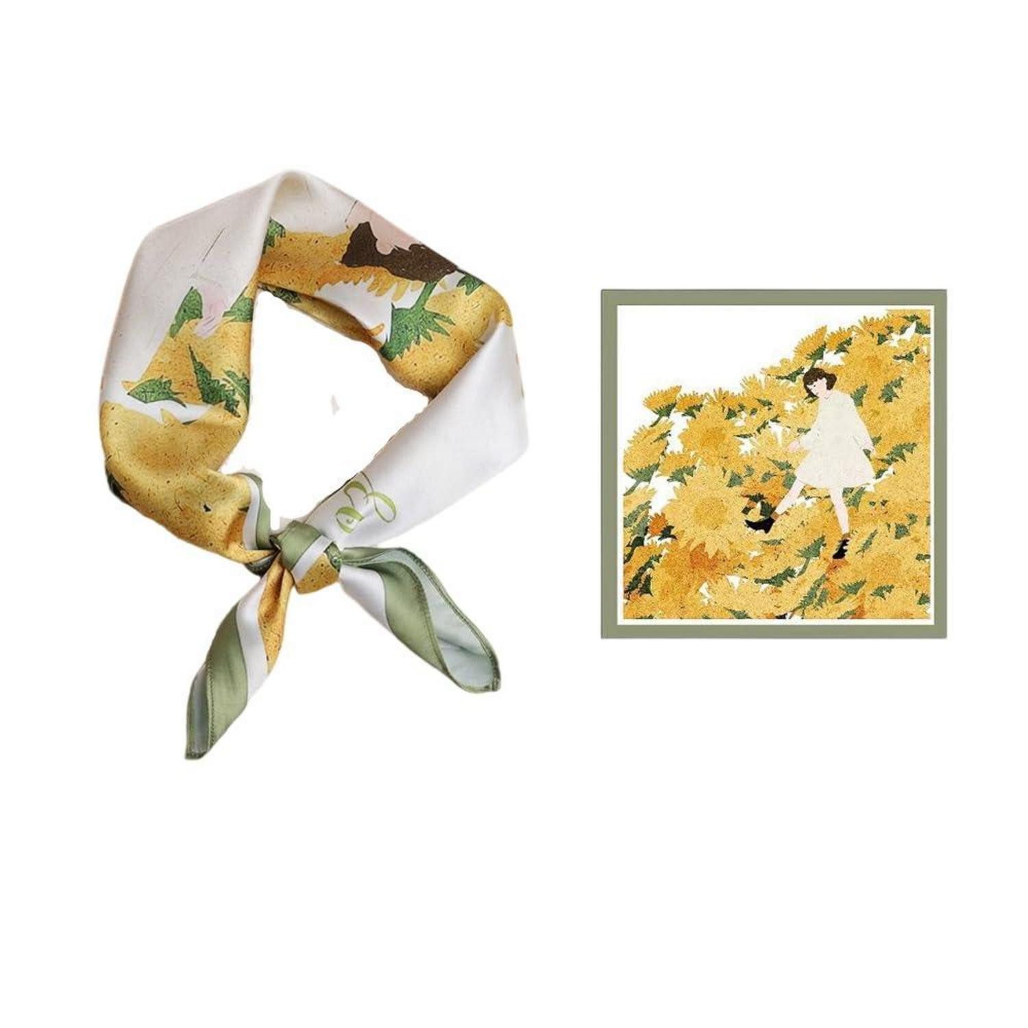 LuxusKollektion Modetuch Schal imitierte Seide 53x53 cm Impressionismus Vintage Yellow