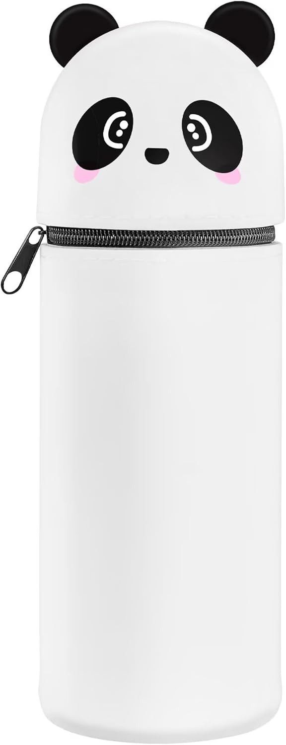 BlingBin Federmäppchen 2-in-1 Schulmäppchen Stiftbehälter aus weichem Silikon, Panda-Thema, (1 Stück, 1-tlg., 19 x 7 cm), Tischstifthalter Mäppchen Reißverschluss Kinder Schule Home Office