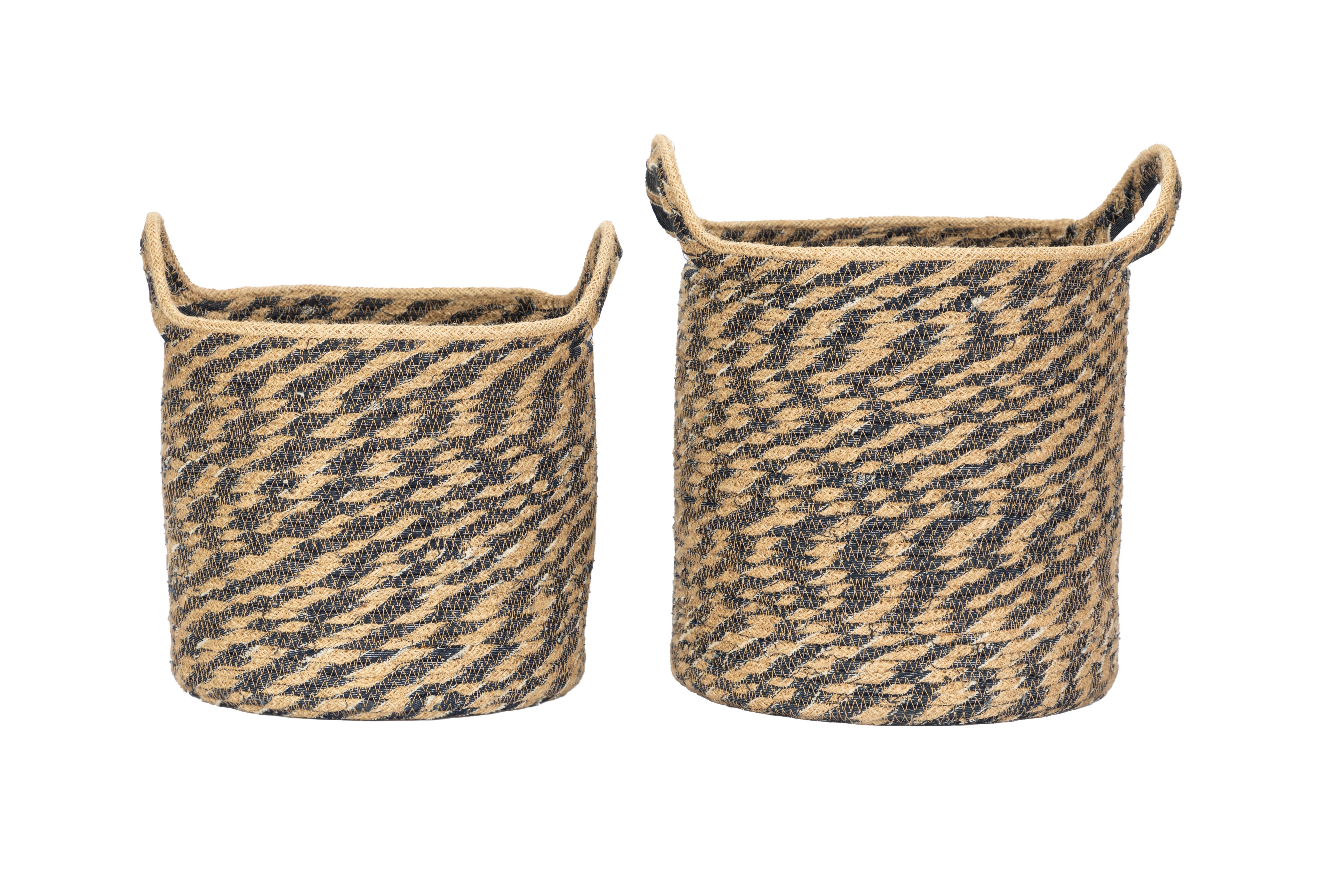 El Puente Aufbewahrungskorb Korb mit Henkeln, 2er-Set, Handmade, Fair Trade