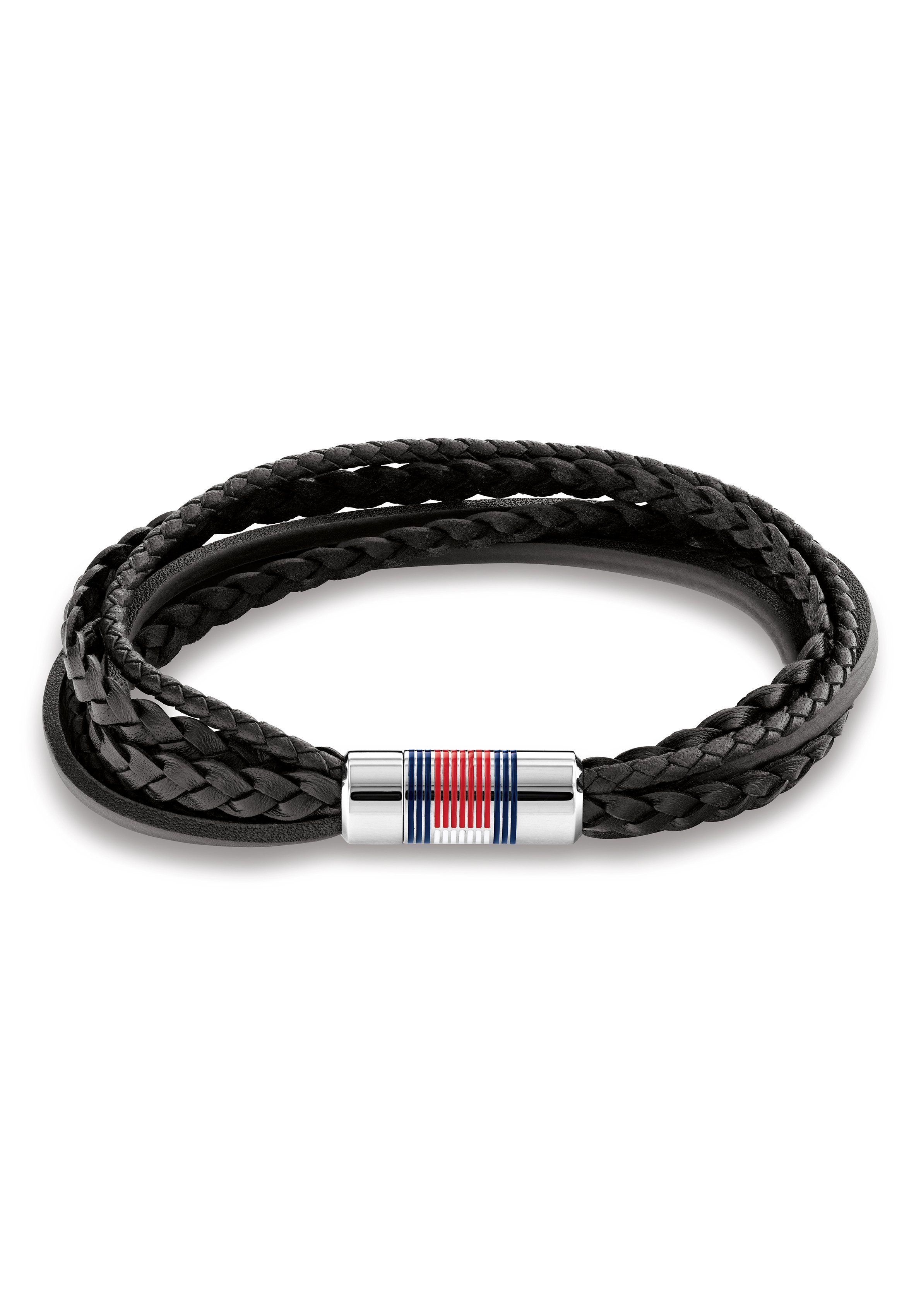 Tommy Hilfiger Armband Schmuck Edelstahl Armschmuck Lederarmband, zu Hoodie, Shirt, Jeans, Sneaker, Tommy Jeans! schwarz-edelstahlfarben | Edelstahlarmbänder