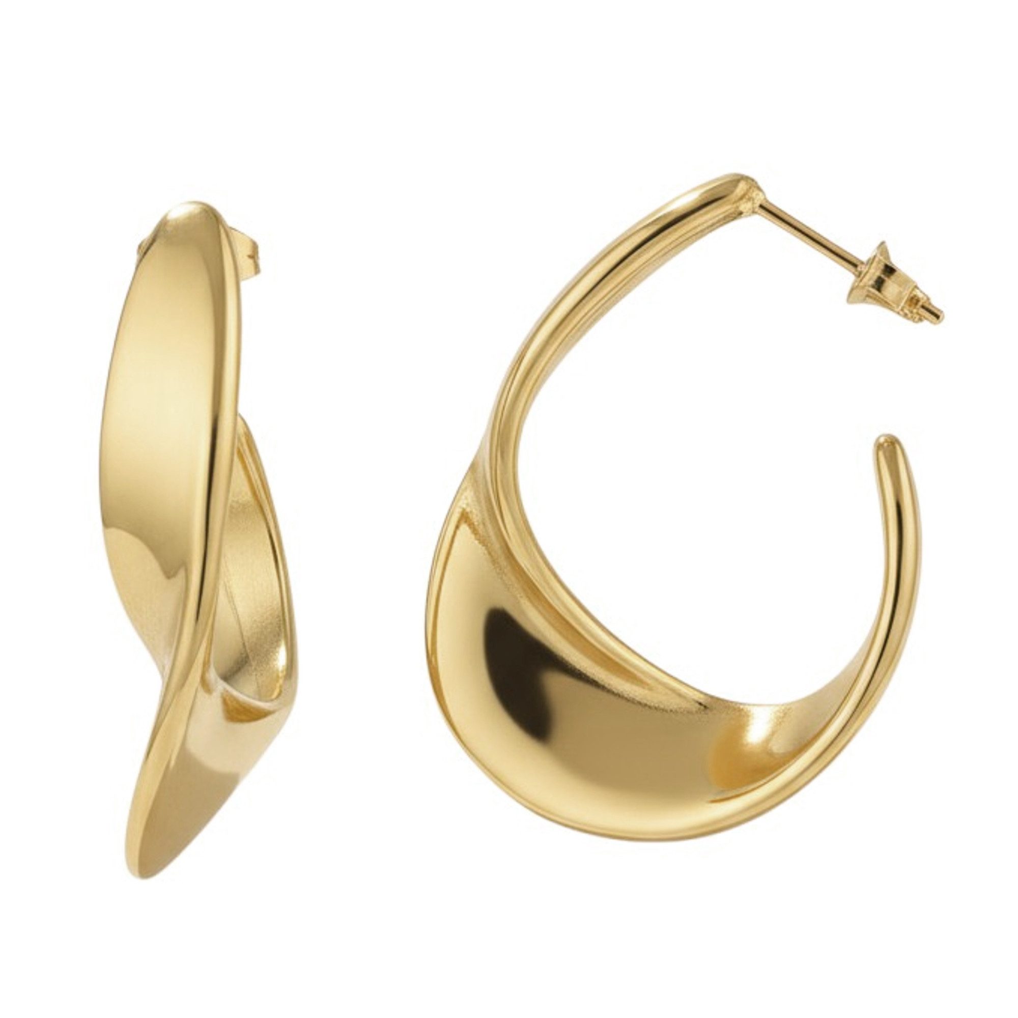 KARMA Paar Creolen Damen oval Edelstahl vergoldet Ohrringe 3 cm (Damencreolen, Kreolen Damenschmuck), Damenohrringe wasserfest & antiallergisch
