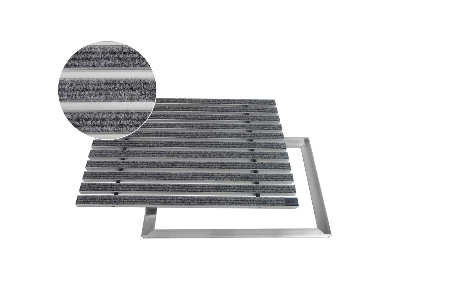 ACO Severin Ahlmann GmbH & Co. KG Fußmatte Eingangsmatte Vario + Rahmen Aluminium, Rips Hellgrau, rechteckig, Höhe: 26 mm, Größe: 600x400 mm, für Innen- und Außenbereich