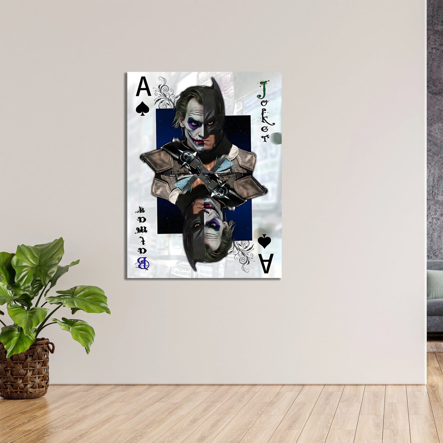 Artedinoi Leinwandbild Joker Karte Leinwandbild Wandbild Kunst XXL Dekoration
