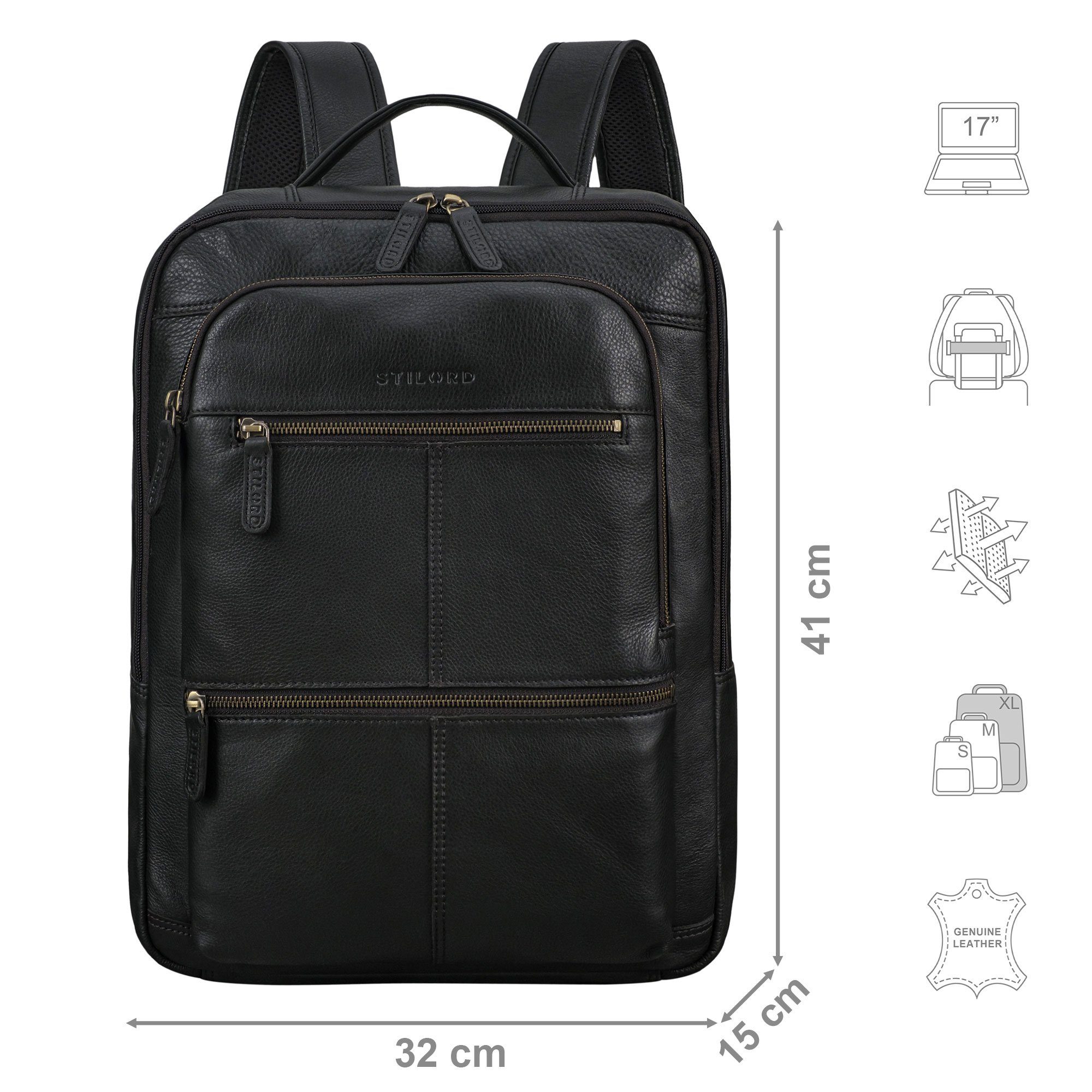 STILORD Notebookrucksack "Coryo" Laptop Rucksack Leder Groß