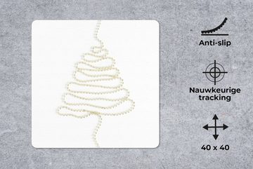 MuchoWow Gaming Mauspad Winter - Weihnachten - Baum - Perlen (1-St), Mousepad mit Rutschfester Unterseite, Gaming, 40x40 cm, XXL, Großes