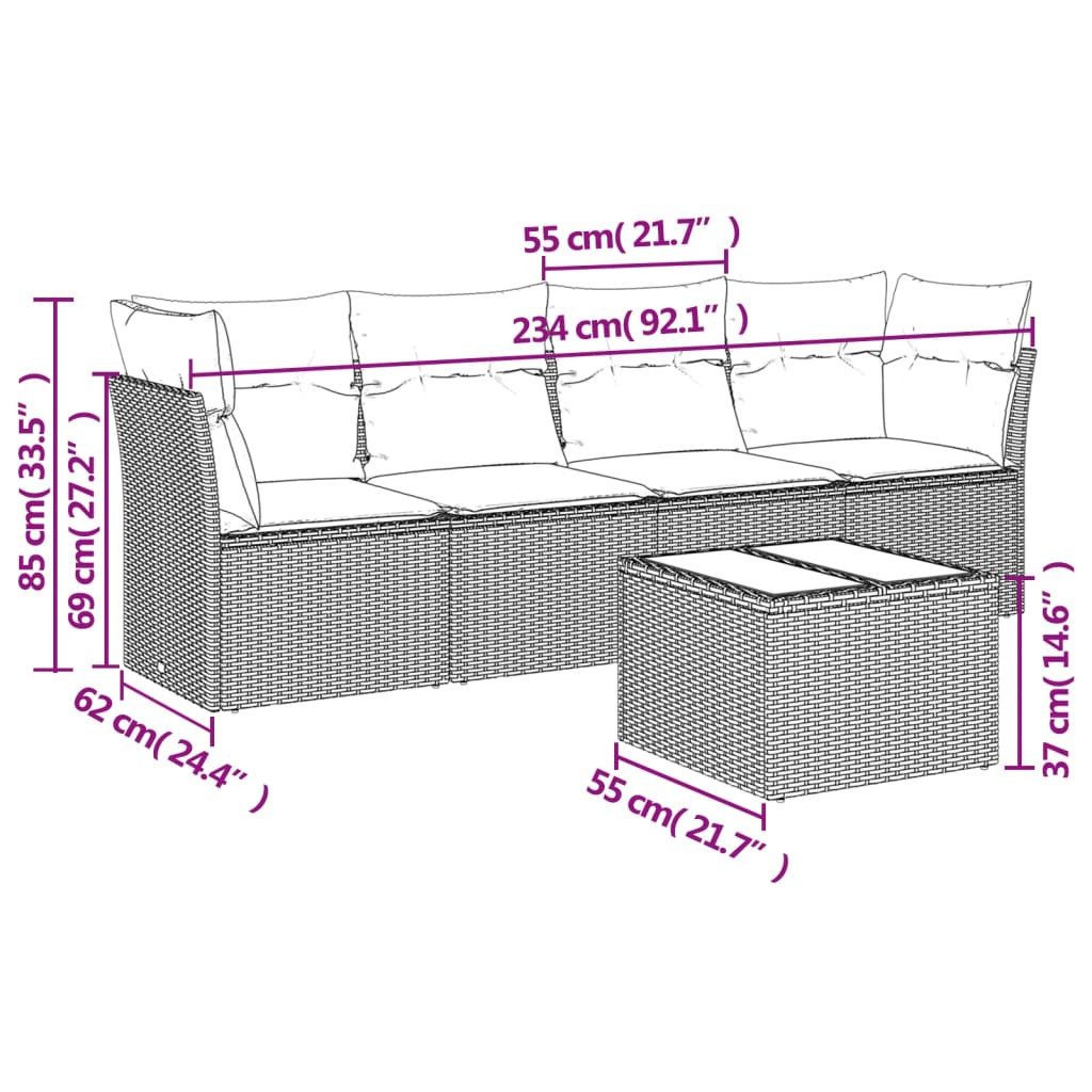 vidaXL Gartenlounge-Set 5-tlg. Garten-Sofagarnitur mit Kissen günstig online kaufen