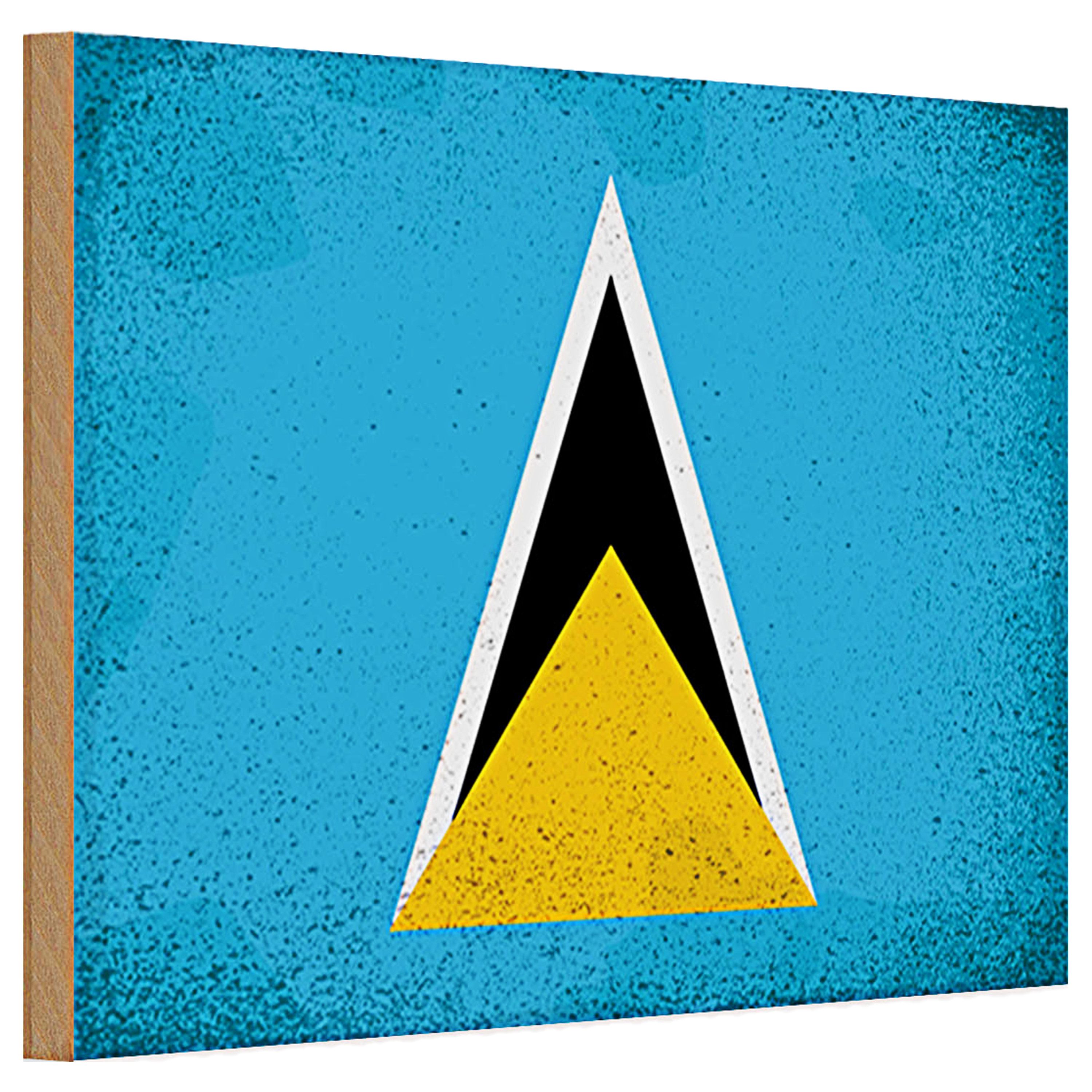 Roomando Holzbild Holzschild Flagge Saint Lucia 30x20cm Saint Lucia Vintage