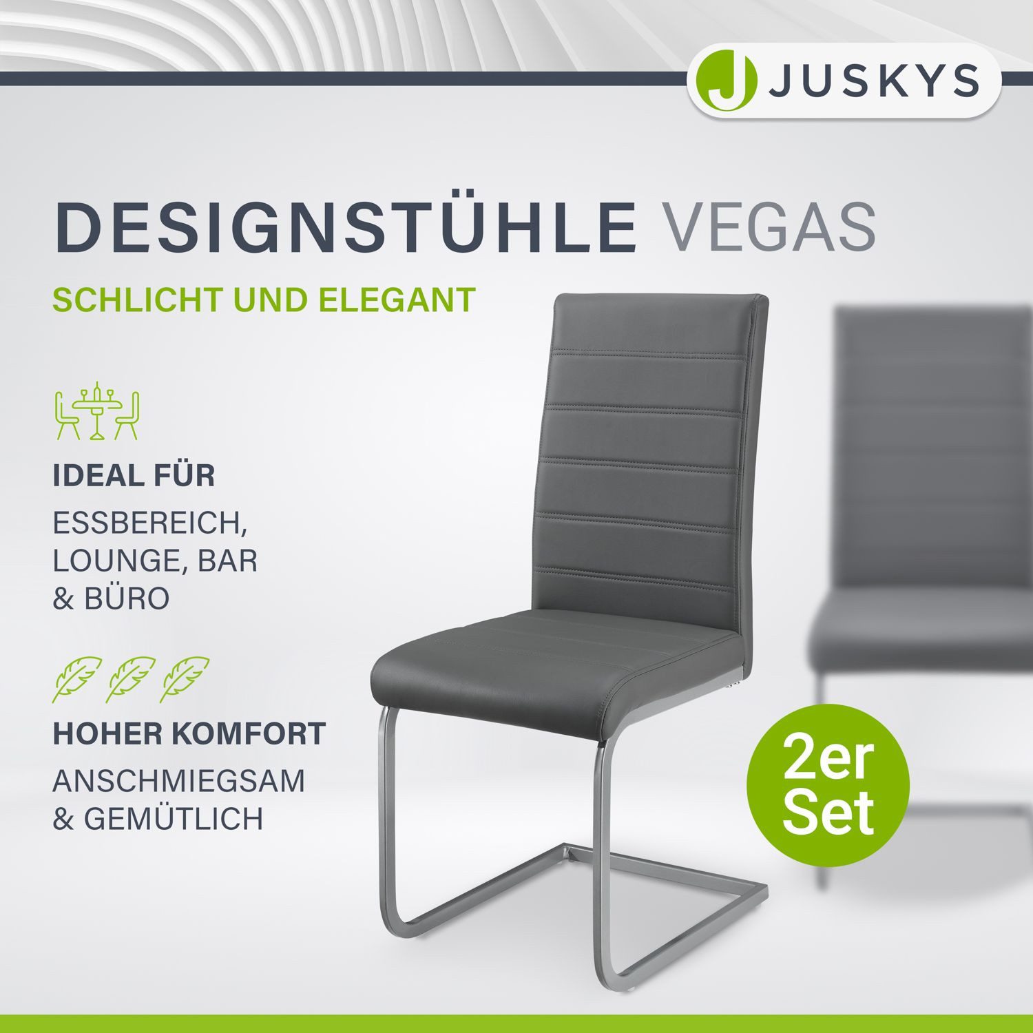 Juskys Freischwinger Vegas, hohe Rückenlehne, pflegeleicht, günstig online kaufen
