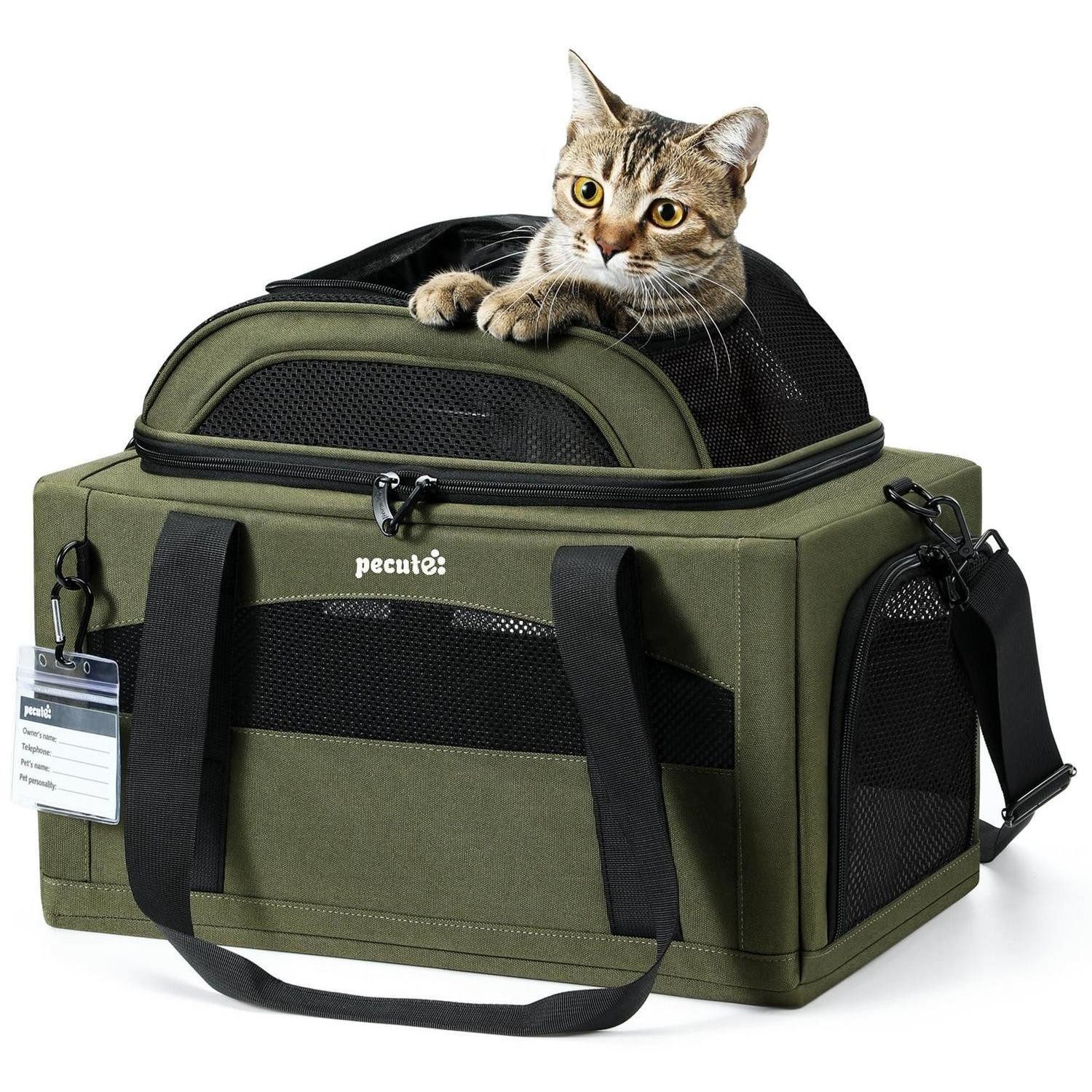 LuxusKollektion Tiertransportbox Transportbox Katze erweiterbar Grün L