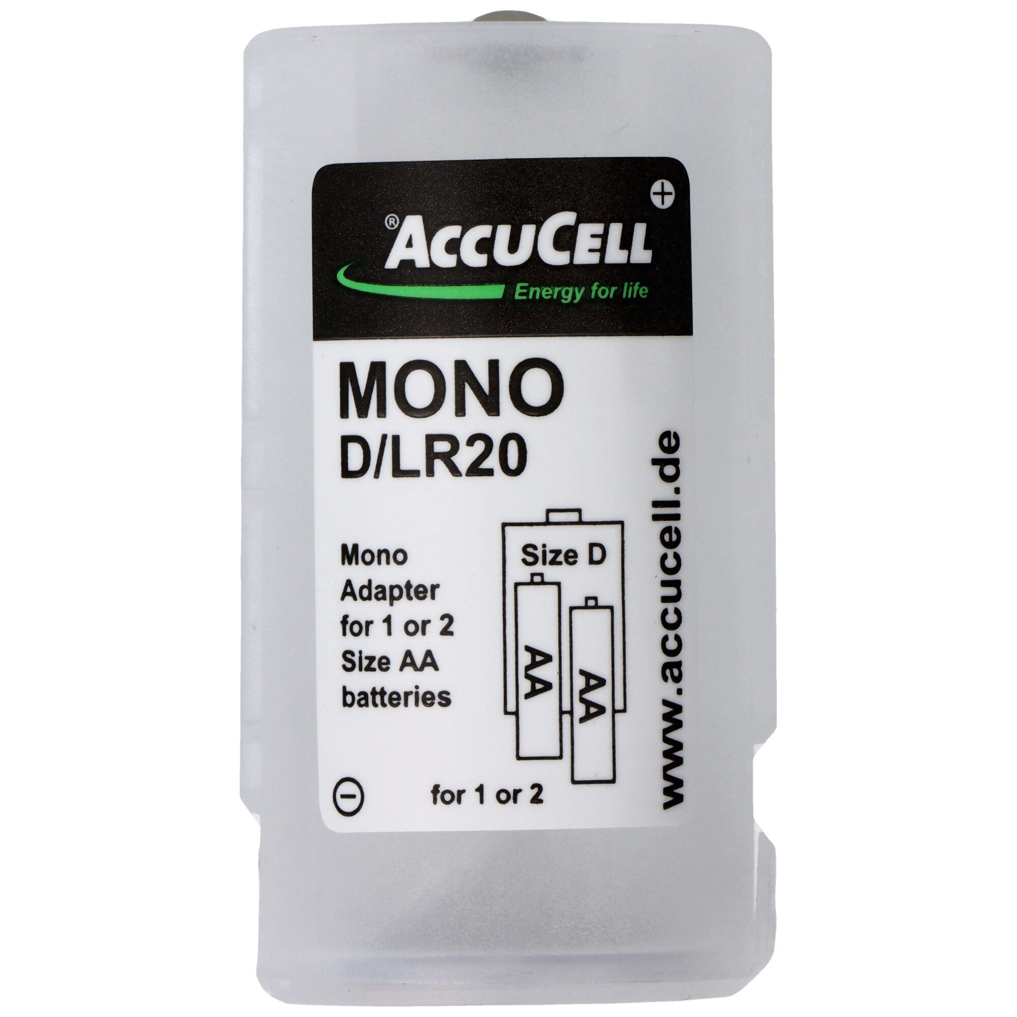 AccuCell Universal Mono D Adapter für 1 oder 2 Mignon AA Akku oder Batterien, Batterie