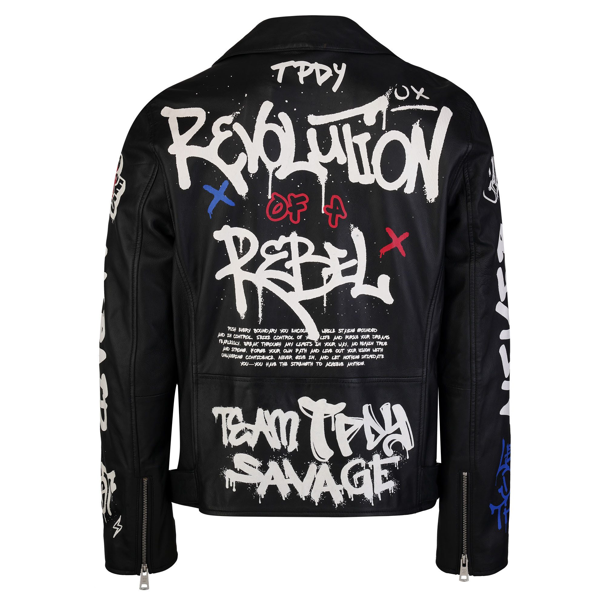 trueprodigy Lederjacke Danis Auffälliger Graffiti Print günstig online kaufen
