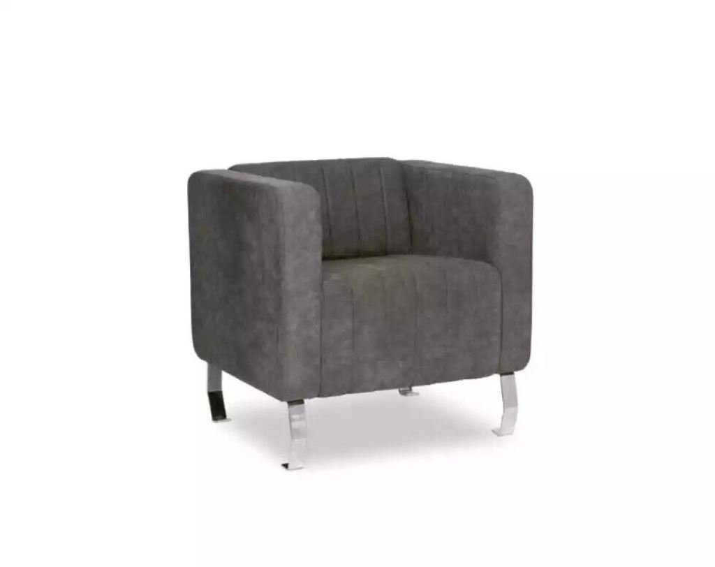 JVmoebel Sessel Grau Sessel Möbel Textil Made (1-St), in Modern Europa Arbeitszimmer Neu Design Büro