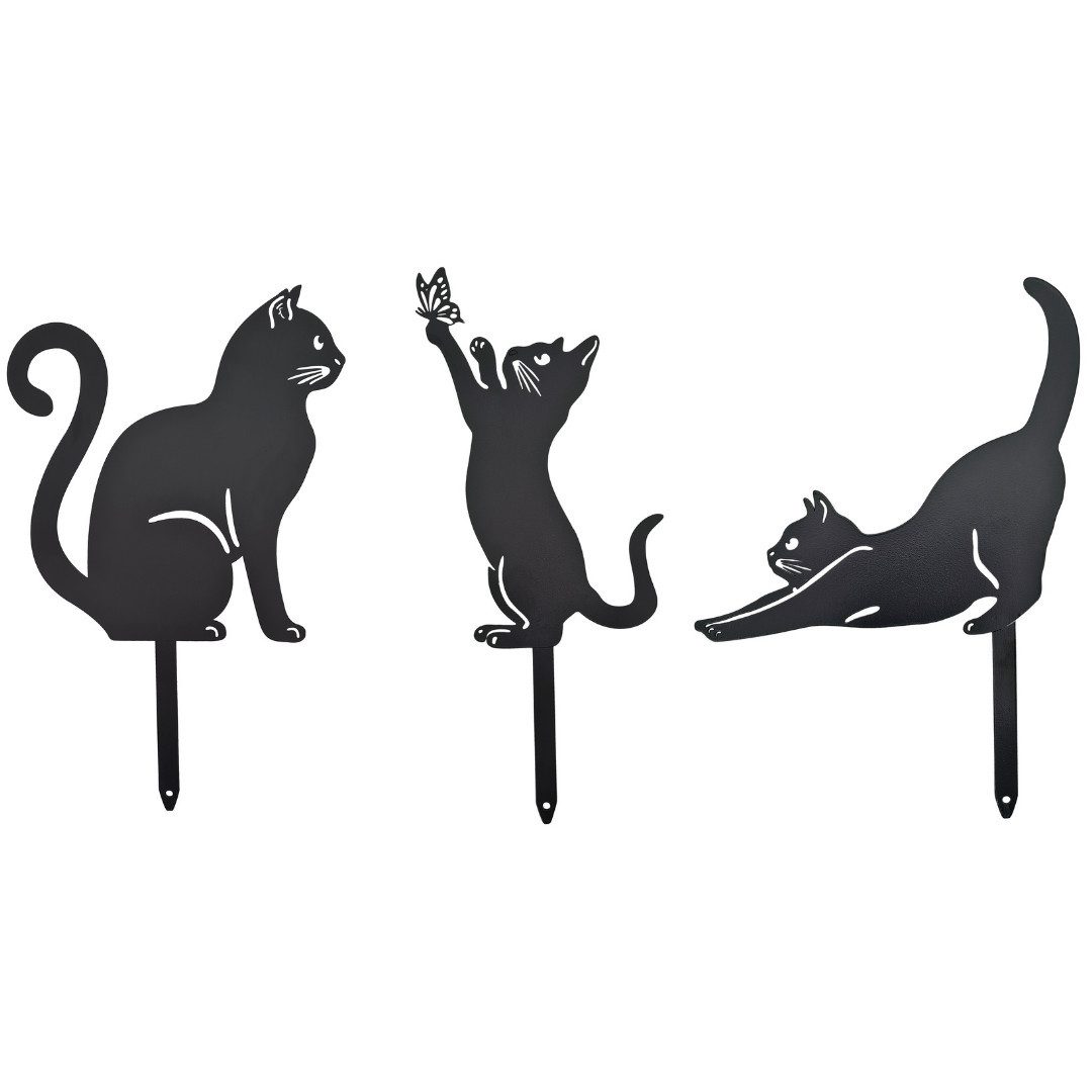 abc HOME Gartenstecker Katzen, Silhouette, 3er Set 3er Set