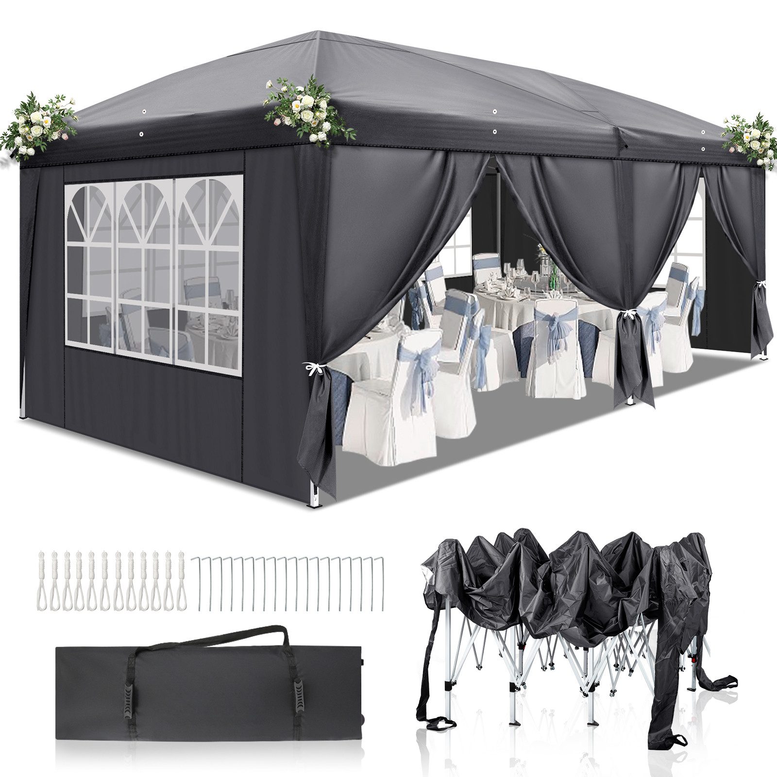 LALAHO Faltpavillon Pavillon Partyzelte 3x6m, Festzelt Gartenzelt für Garte günstig online kaufen