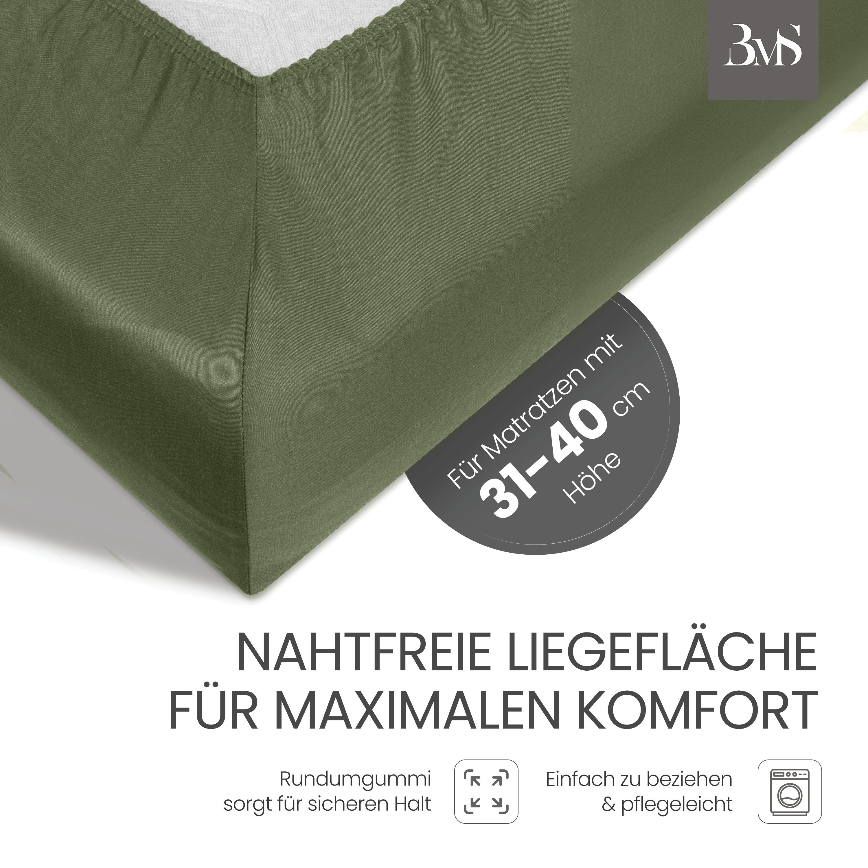 BETTWAESCHE-MIT-STIL Spannbettlaken Mako Satin Spannbettlaken, Matratzenhöhe 31-40 cm, Mako-Satin, Gummizug: rundum, (1 Stück)