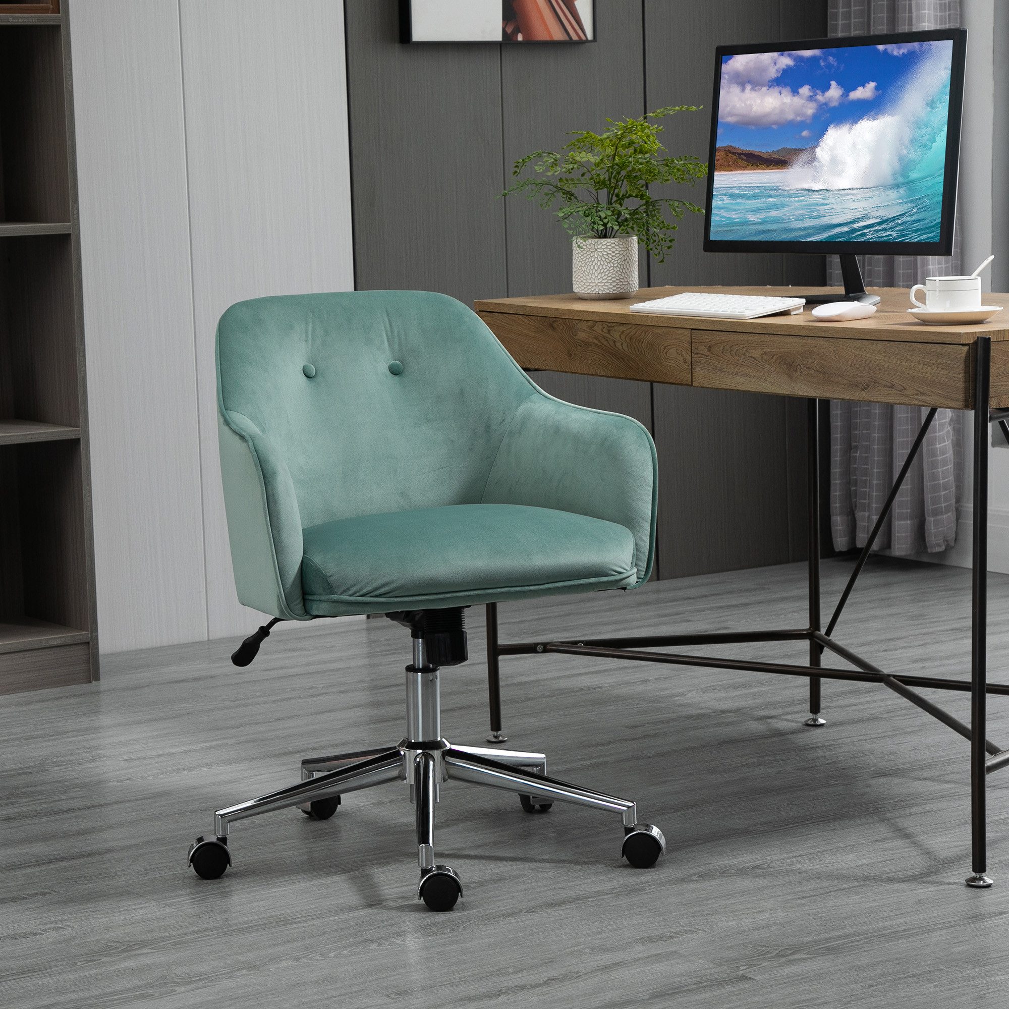 Vinsetto Bürostuhl mit Knopfheftung, höhenverstellbar, Wippfunktion günstig online kaufen