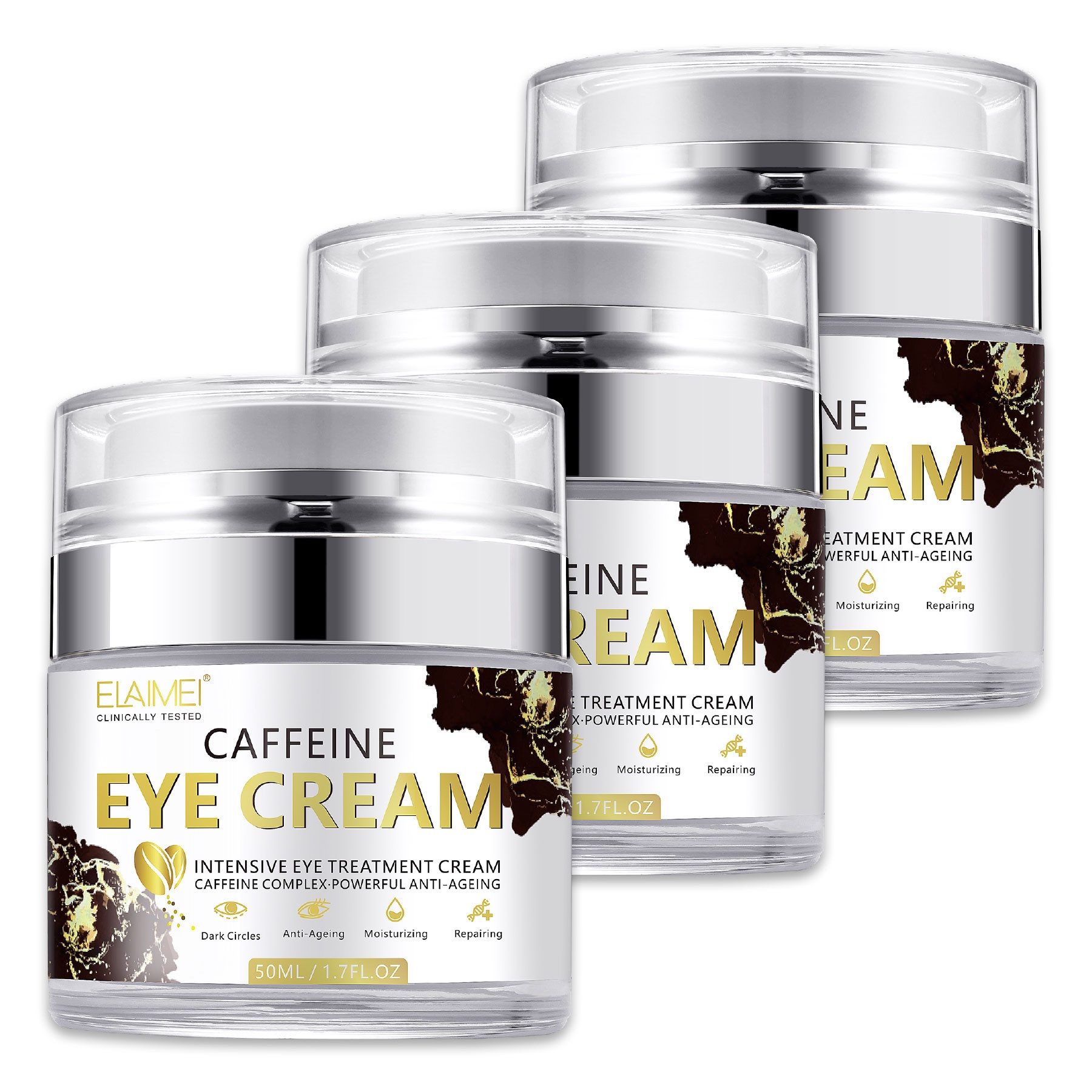 ALIVER Anti-Aging-Augencreme Koffein Anti-Aging Reduziert Augenringe Schwellungen Tränensäcke, 3-tlg., Augenpflege, Tagescreme, Anti-Falten, Aliver