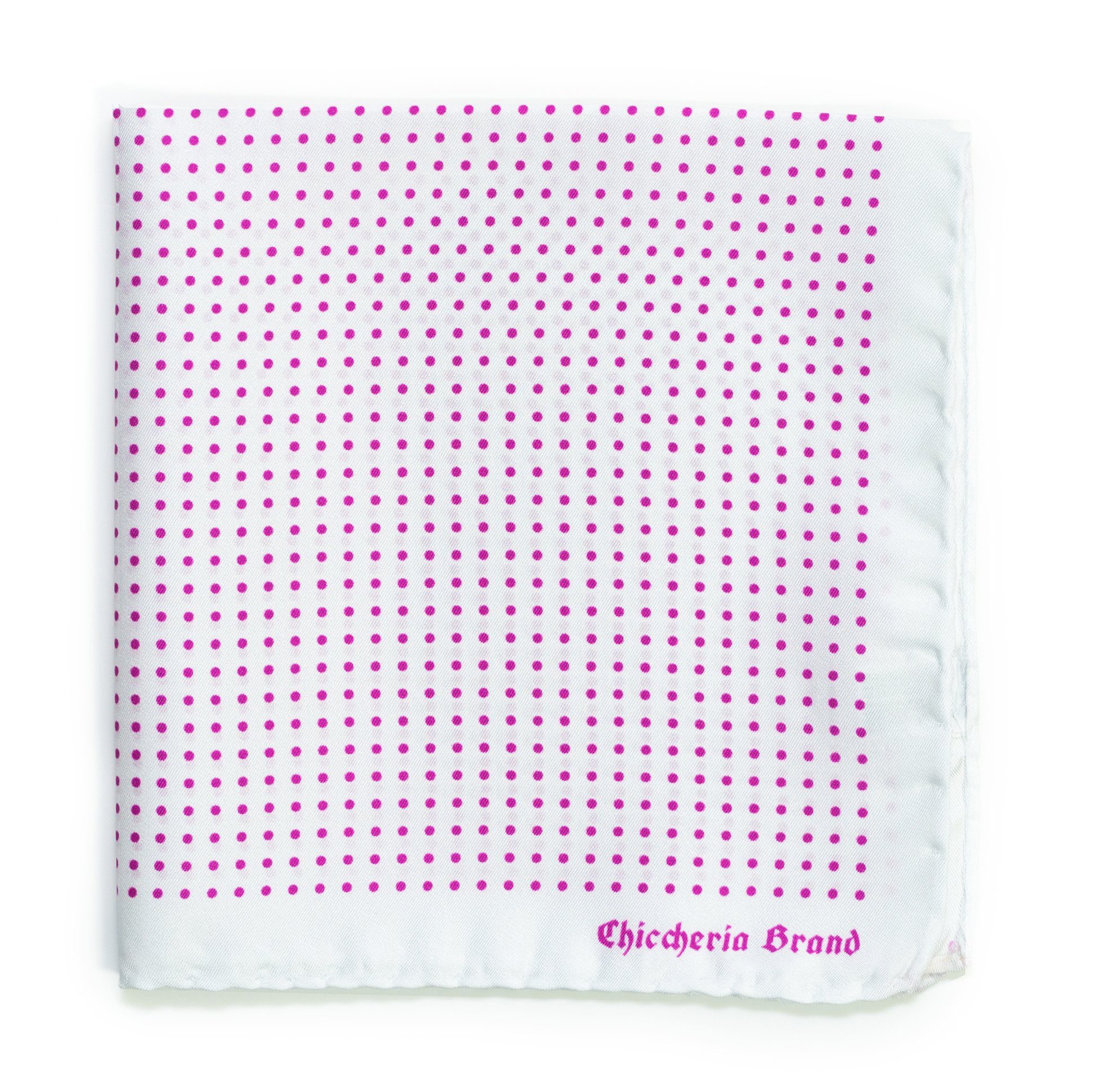 Chiccheria Brand Einstecktuch POLKA DOTS, Made in Italy, 100% Seide Weiß - Pink