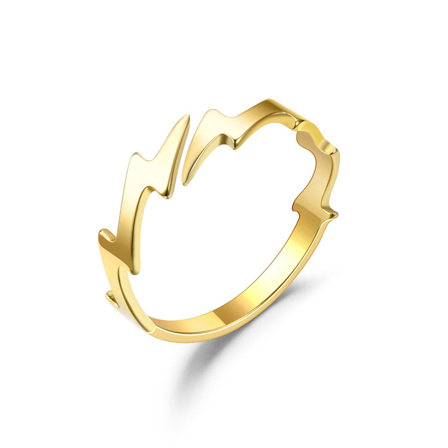 MAGICSHE Fingerring Blitz Titan Stahl offener Ring verstellbar Gold