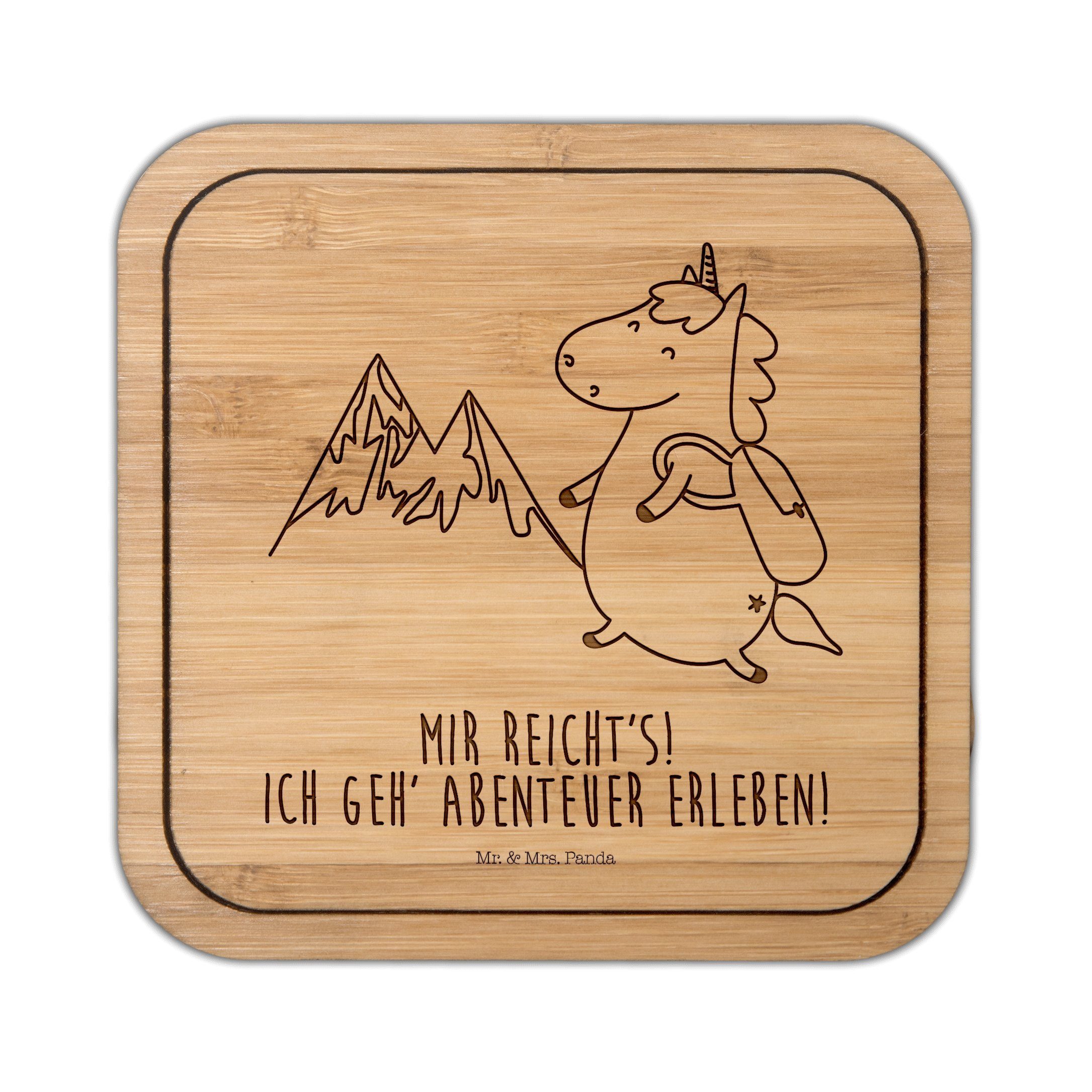 Mrs. - Mr. & Einhorn Transparent Bergsteiger 1-tlg. Geschenk, Deko, - Panda E, Reisen, Einhorn Getränkeuntersetzer