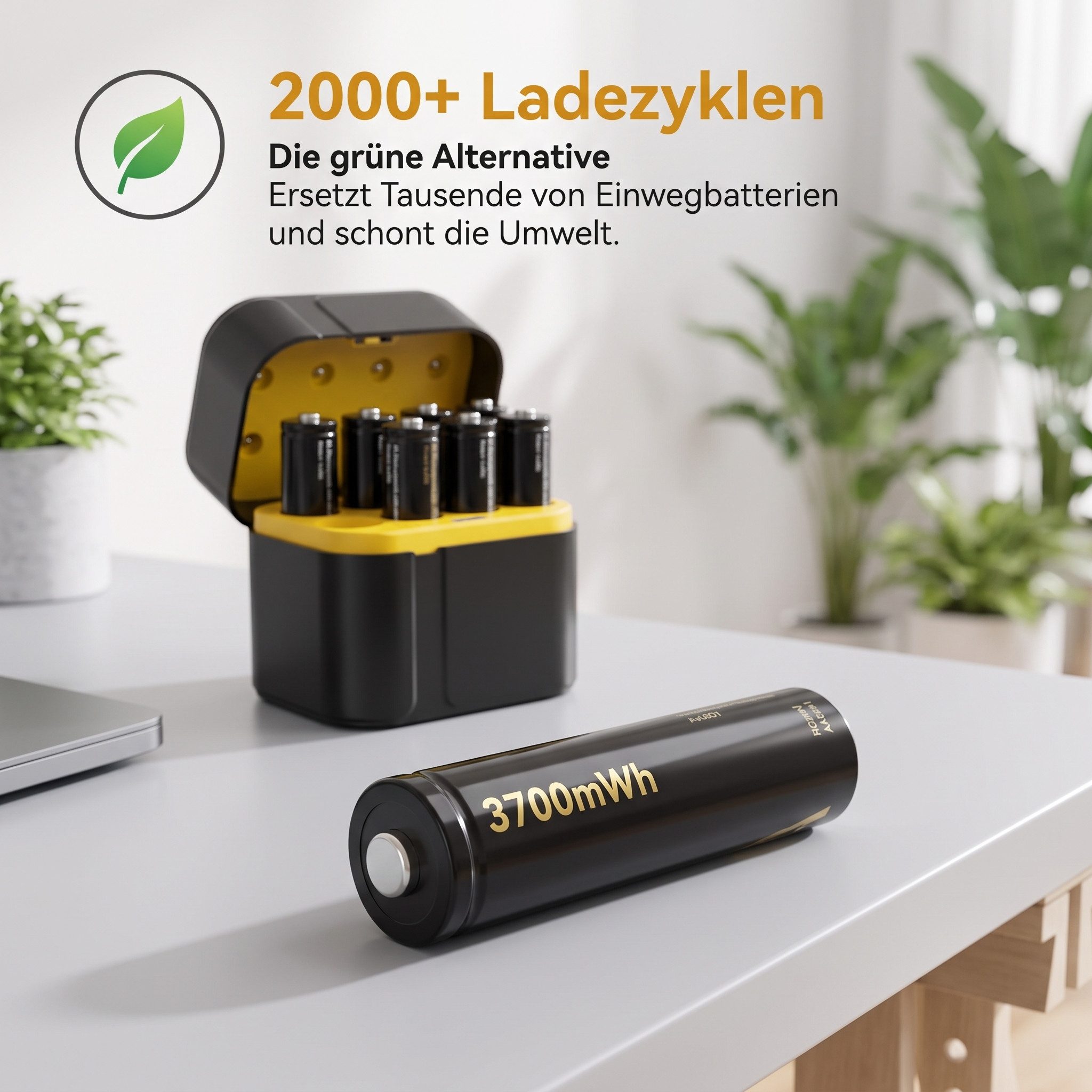 AIMAX AA Akku 8er Set 3700 mWh mit Ladegerät USB-C Batterie