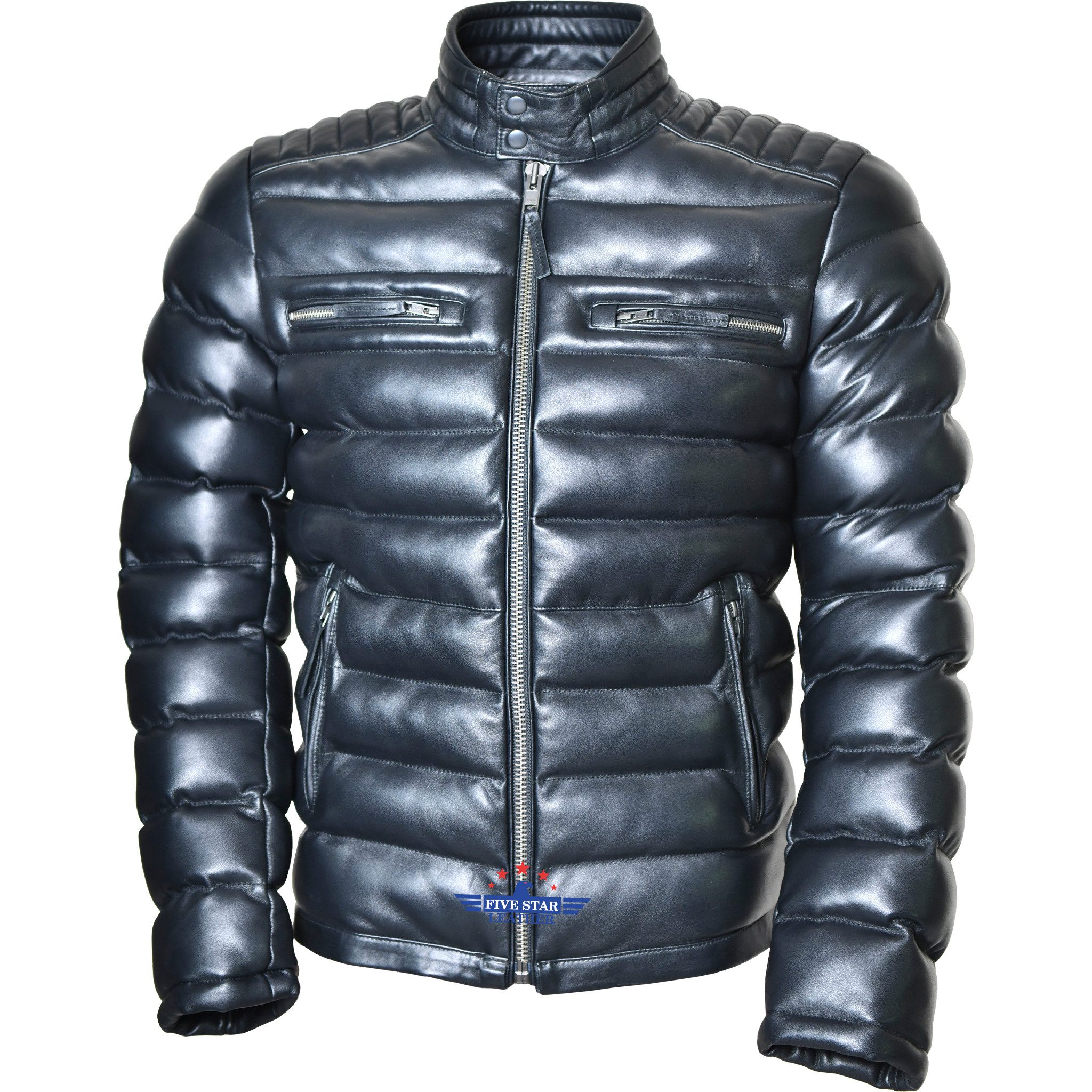 Baallo Lederjacke Herren-Steppjacke