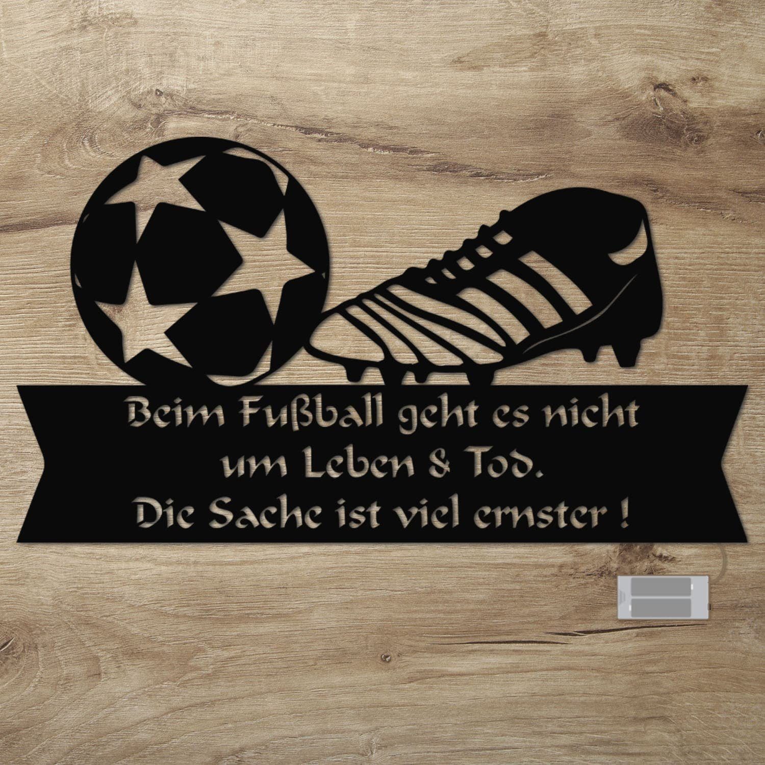 I Namofactur Holz Zugschalter/Stern, Lampe integriert, fest Warmweiß Schwarz LED LED Dekolicht Wandlampe Ohne Fußball Kinder Erwachsene, Wand LED & Deko