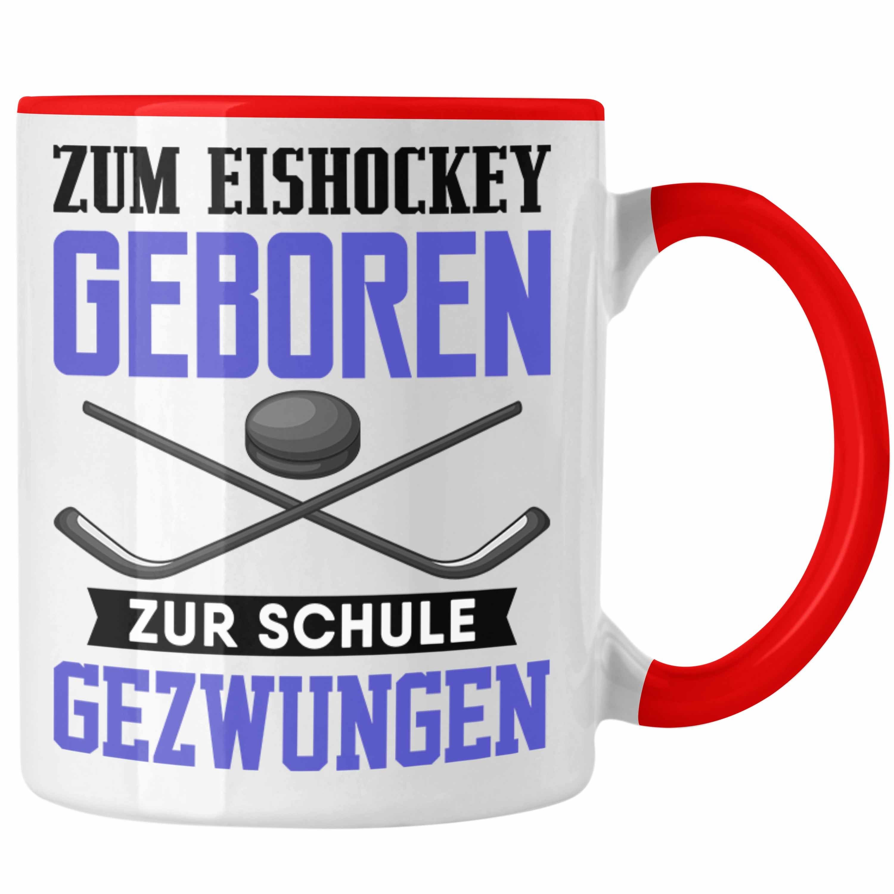 Trendation Tasse Eishockey Tasse Geschenk Eishockey-Spieler Kinder Geschenkideen Zum Ei Rot