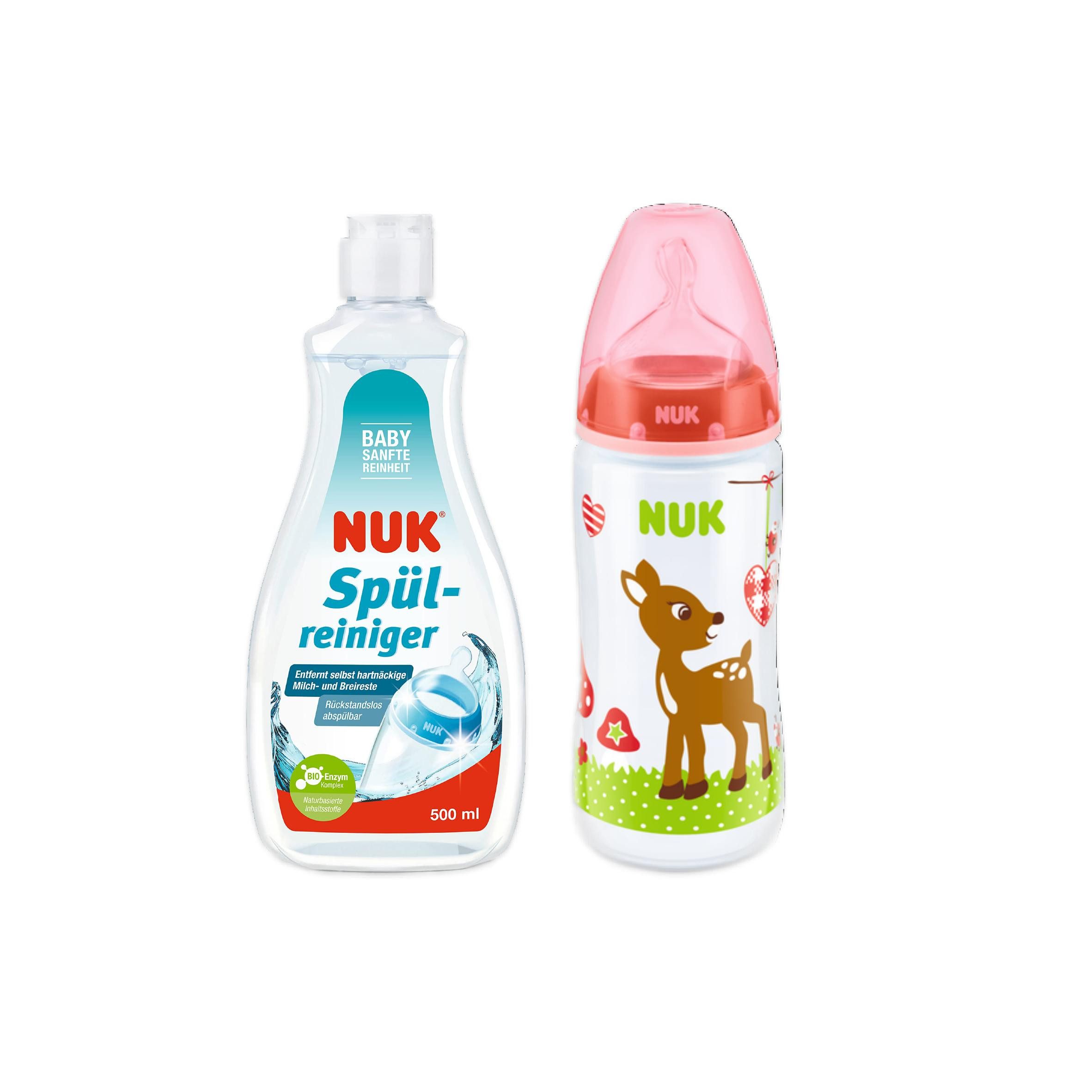Trinklernbecher NUK Babyglück First Choice 300 ml, Reh + NUK Spülreiniger