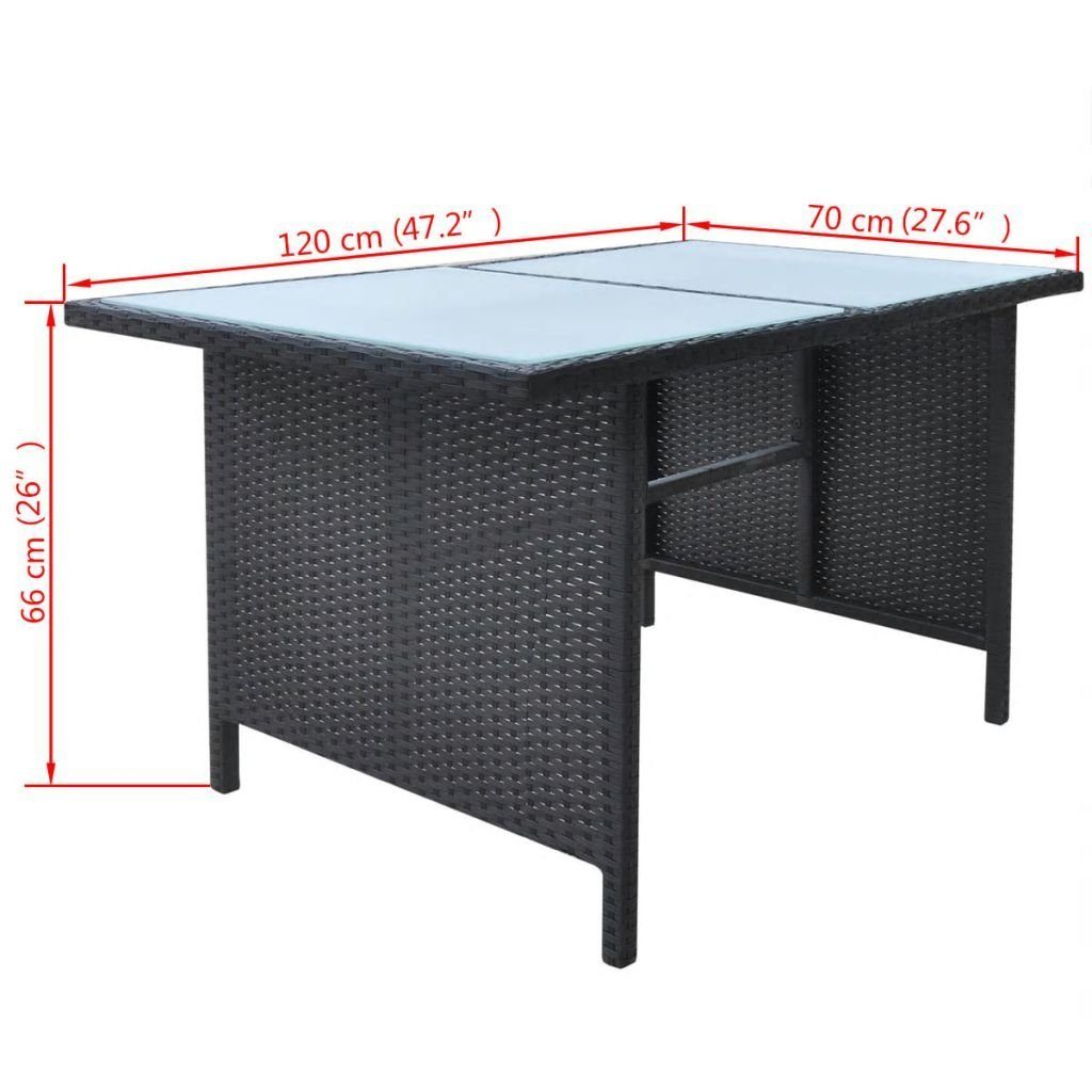 mit Garten-Essgruppe Set Garten-Essgruppe 6-tlg Rattan Poly Sitzgruppe Auflagen vidaXL Schwarz