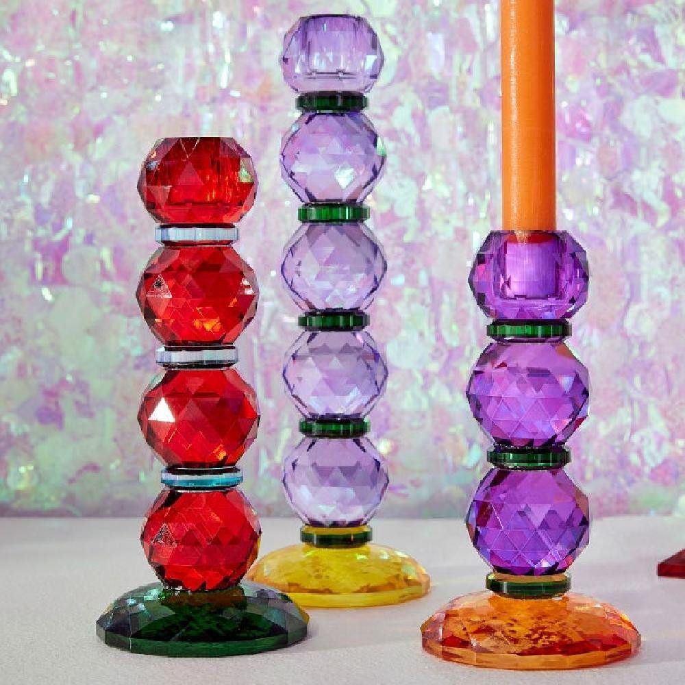 Werner Voß Kerzenhalter Kerzenleuchter Fancy Crystal Rot Grün (22cm)
