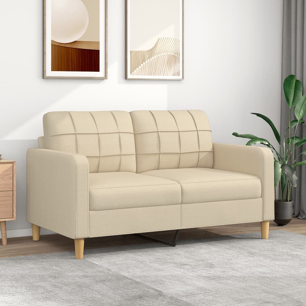 vidaXL Sofa 2-Sitzer-Sofa Creme 140 Stoff cm