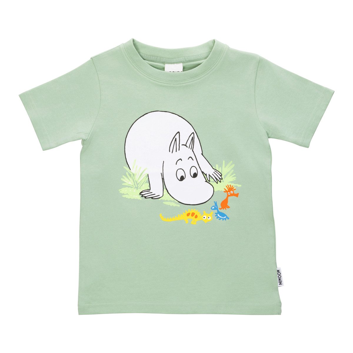 Moomin by Martinex Print-Shirt Martinex T-Shirt hellgrün mit Moomintroll und Käfern