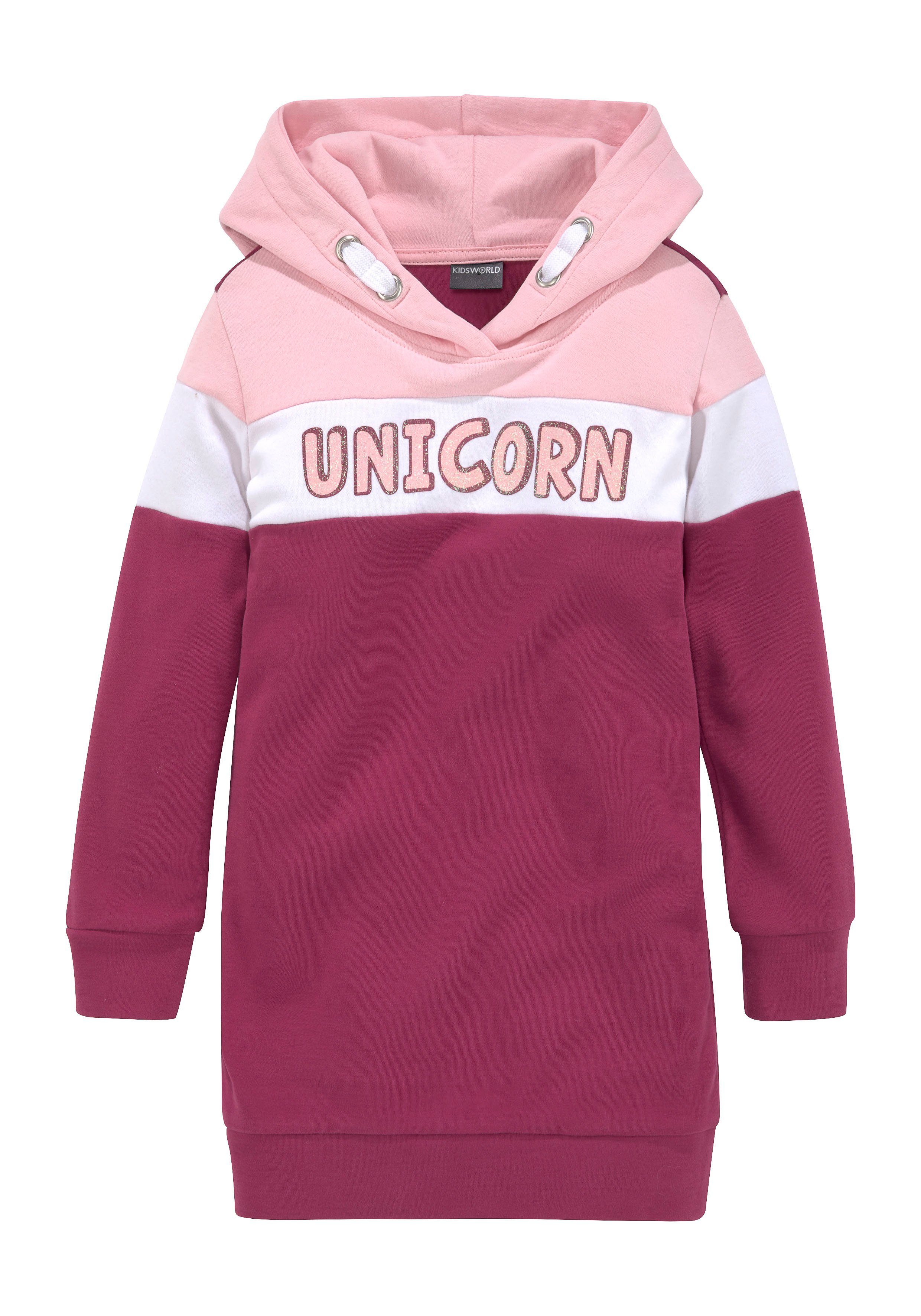 KIDSWORLD Sweatkleid UNICORN lang, modisch, aus Baumwollmischung, Langarm. Reduzierter Preis € 20,99. Unverbindliche Preisempfehlung € 24,99