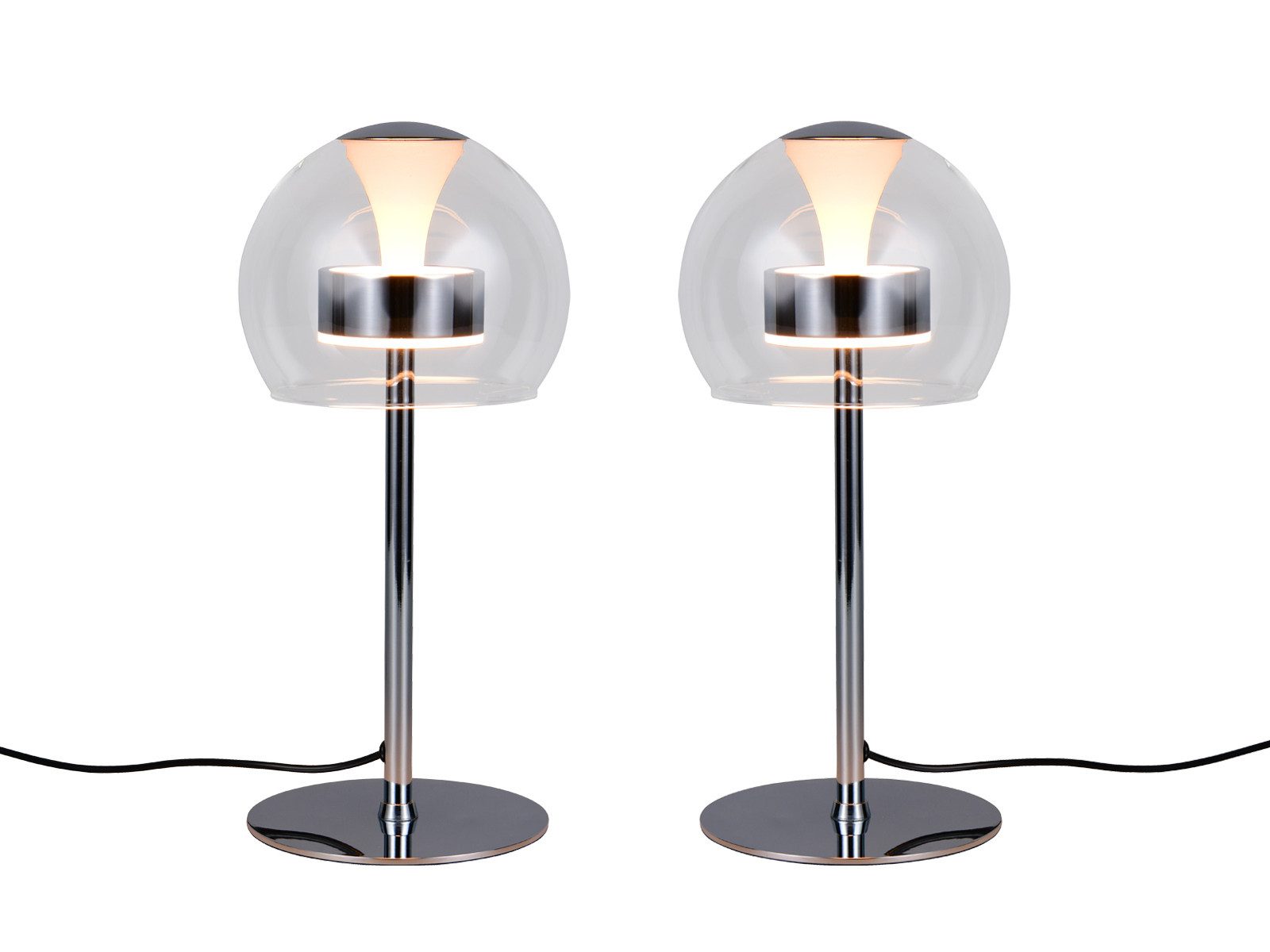 TRIO Leuchten LED Nachttischlampe, Dimmfunktion Memory Funktion, LED fest integriert, warmweiß, neutralweiß, 2er Set Tischlampe-n Bauhaus Pilzlampe-n für Fensterbank, Höhe 35cm