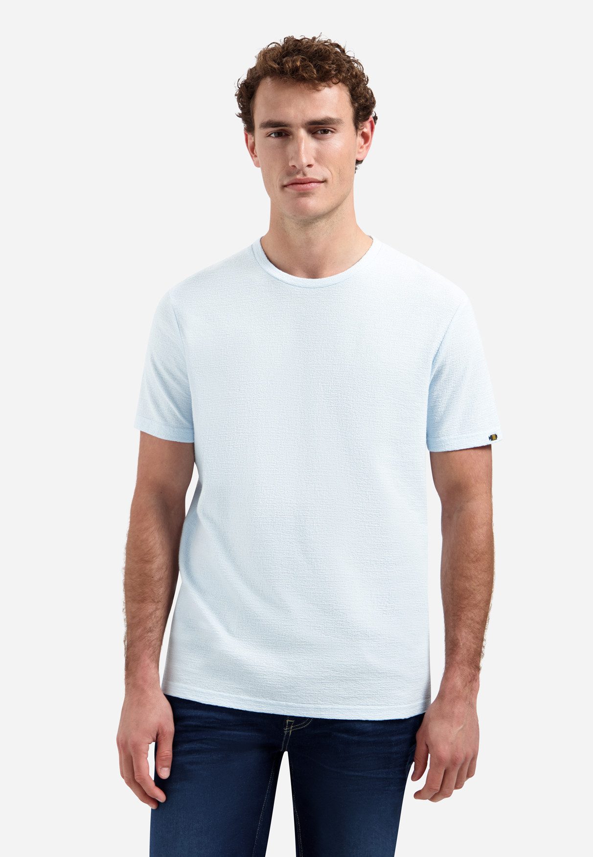 NO EXCESS T-Shirt T-Shirt Crewneck Solid Jacquard Sky