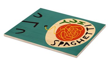 Posterlounge Holzbild Fox & Velvet, Yum Spaghetti, Küche Digitale Kunst