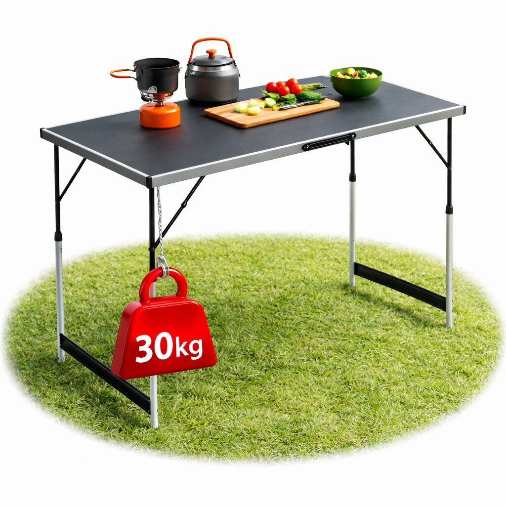 BigDean Klapptisch Stabiler Multifunktionaler höhenverstellbarer klappbarer Campingtisch (Packung, 1-St., Klapptisch), 4-fach Höhenverstellbar, 30kg Belastbar, 0,6qm Fläche