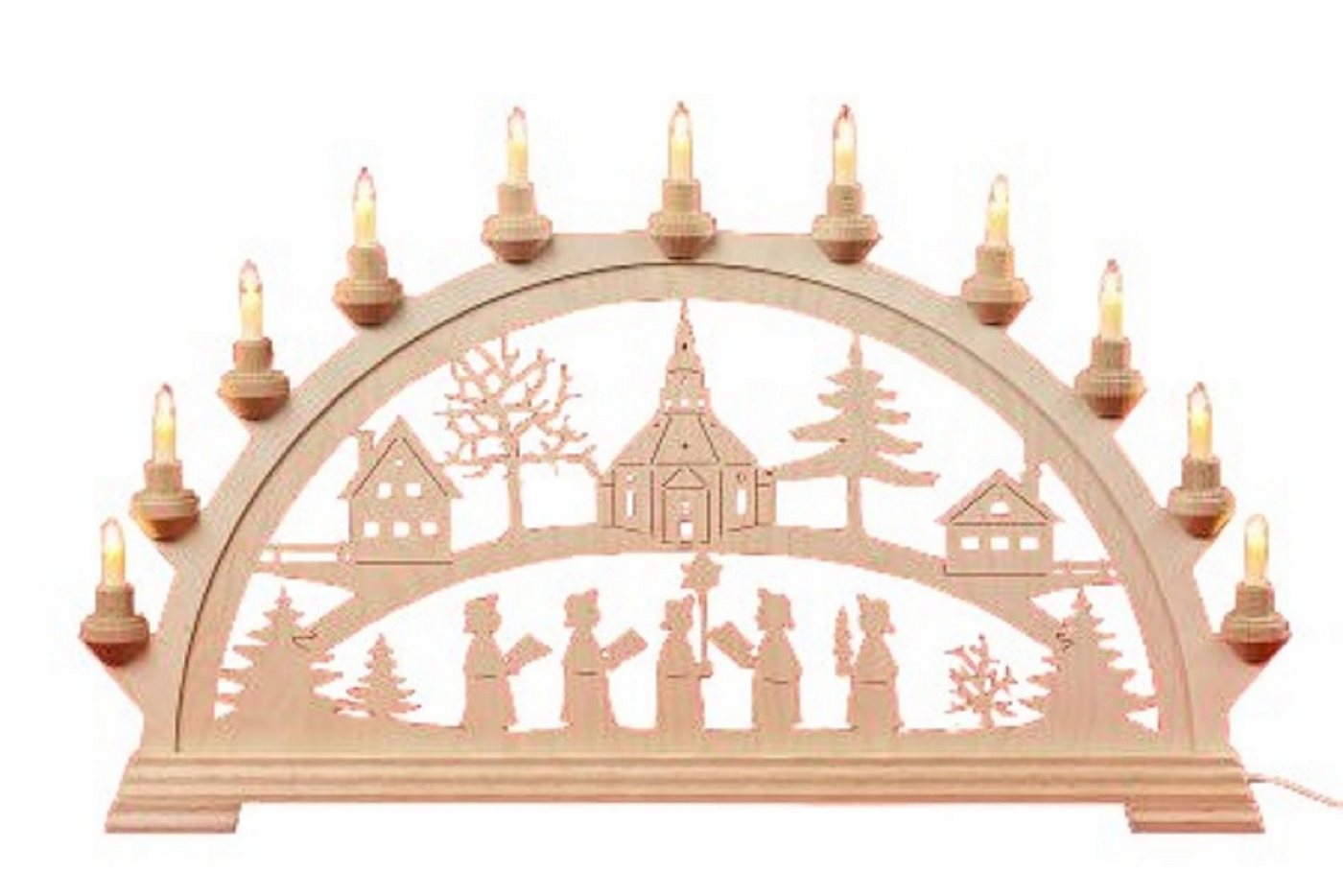 Kunstgewebe Taulin Schwibbogen Taulin Lichterbogen Seiffener Kirche, Handarbeit aus dem Erzgebirge