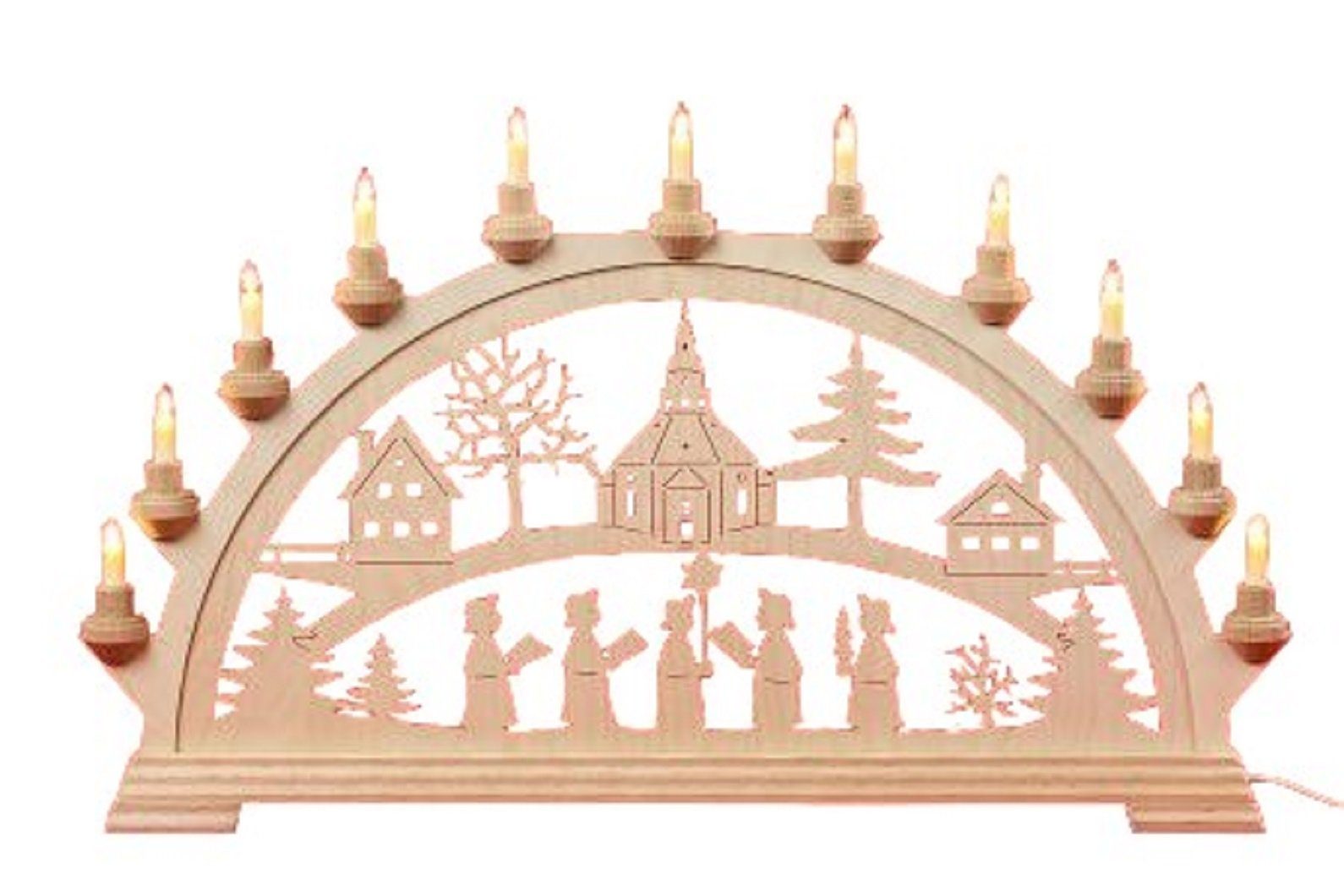 Schwibbogen Erzgebirge Kunstgewebe Taulin Kirche, Handarbeit dem Motiv aus Seiffener