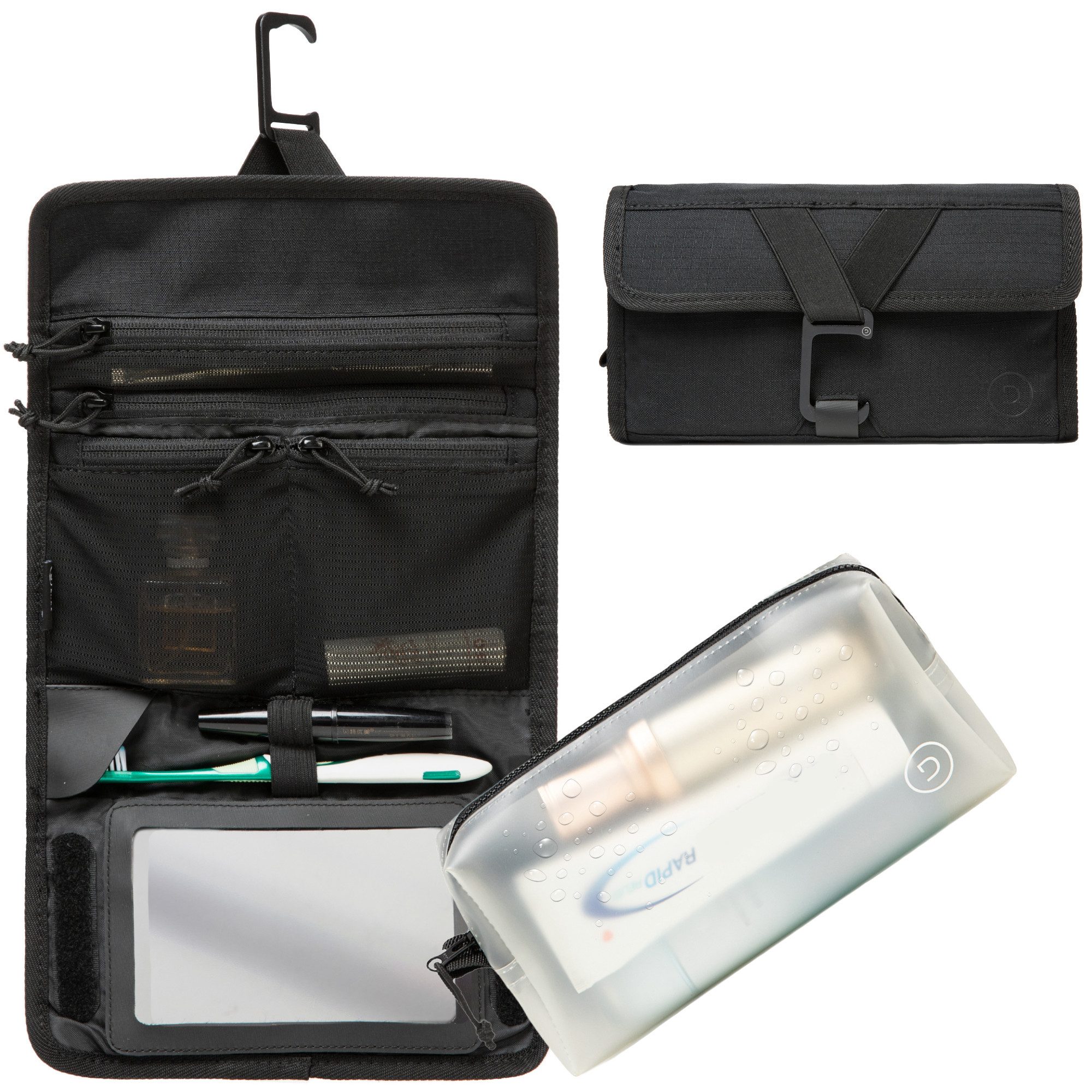 TRAVEL DUDE Kulturbeutel Faltbare Kulturtasche mit transparenter Kosmetiktaschen, Faltbar und Hängend