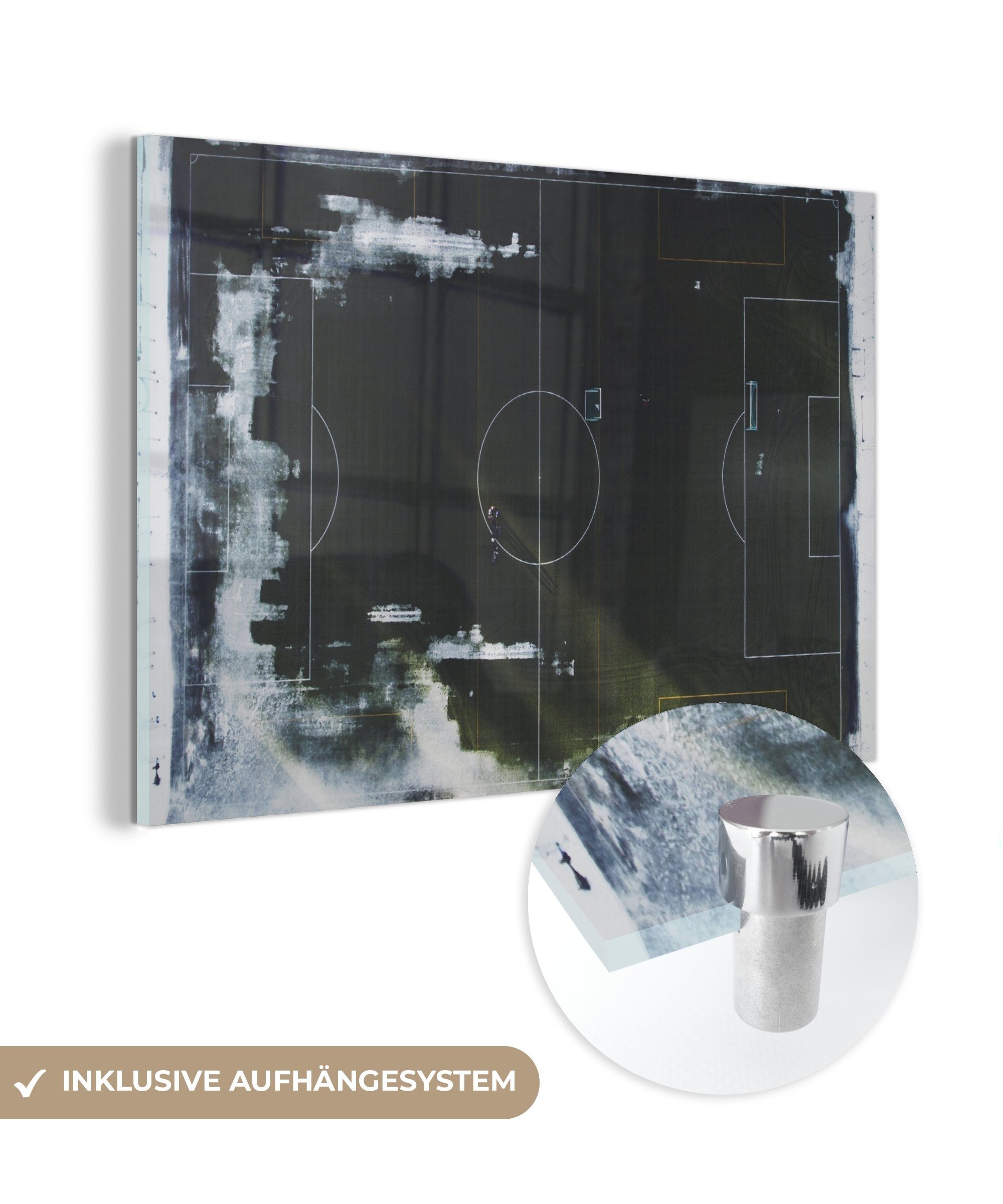 MuchoWow Acrylglasbild Stadion - Grün - Fußball, (1 St), Acrylglasbilder Wohnzimmer & Schlafzimmer