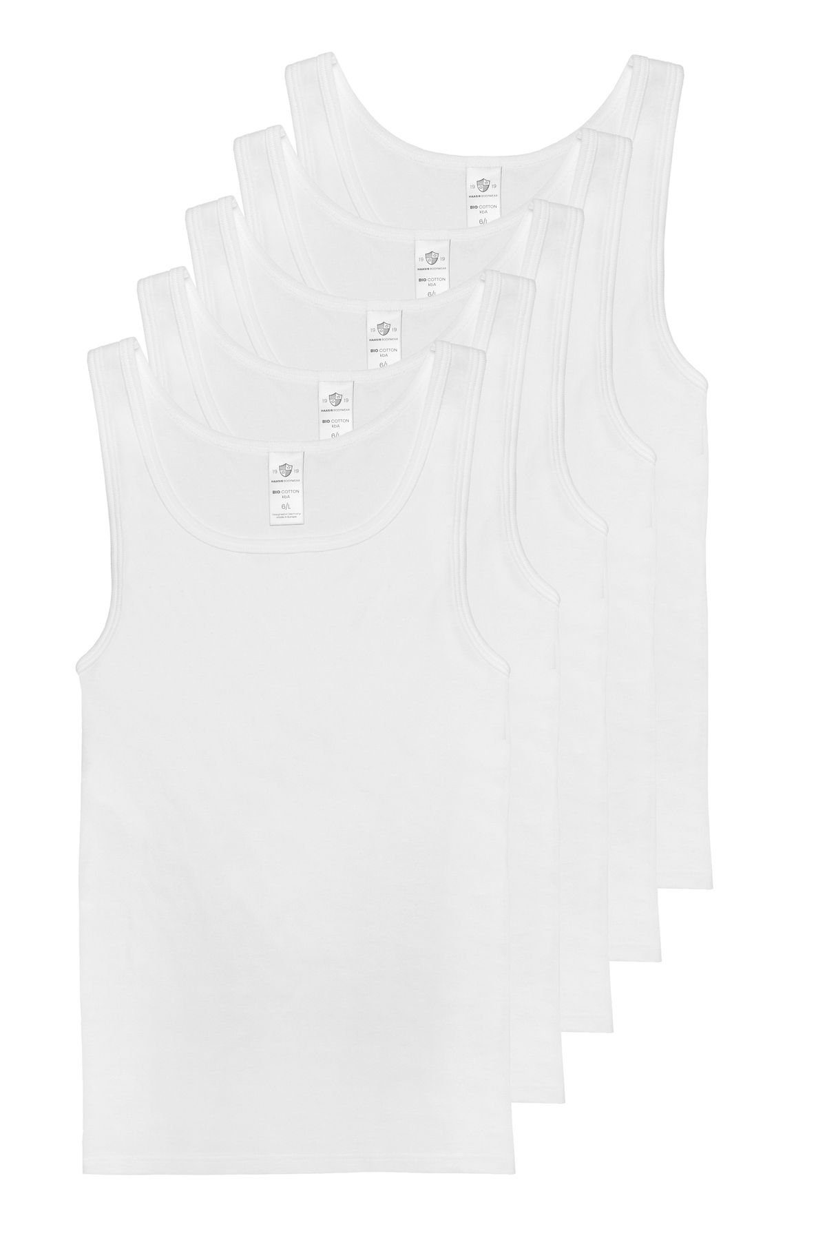 HAASIS Bodywear 1919 77501011-weiß formbeständig, 5er Passform, Herren Optimale Pack) 5-St., Achselhemd Unterhemd hautsympatisch pflegeleicht, (Packung