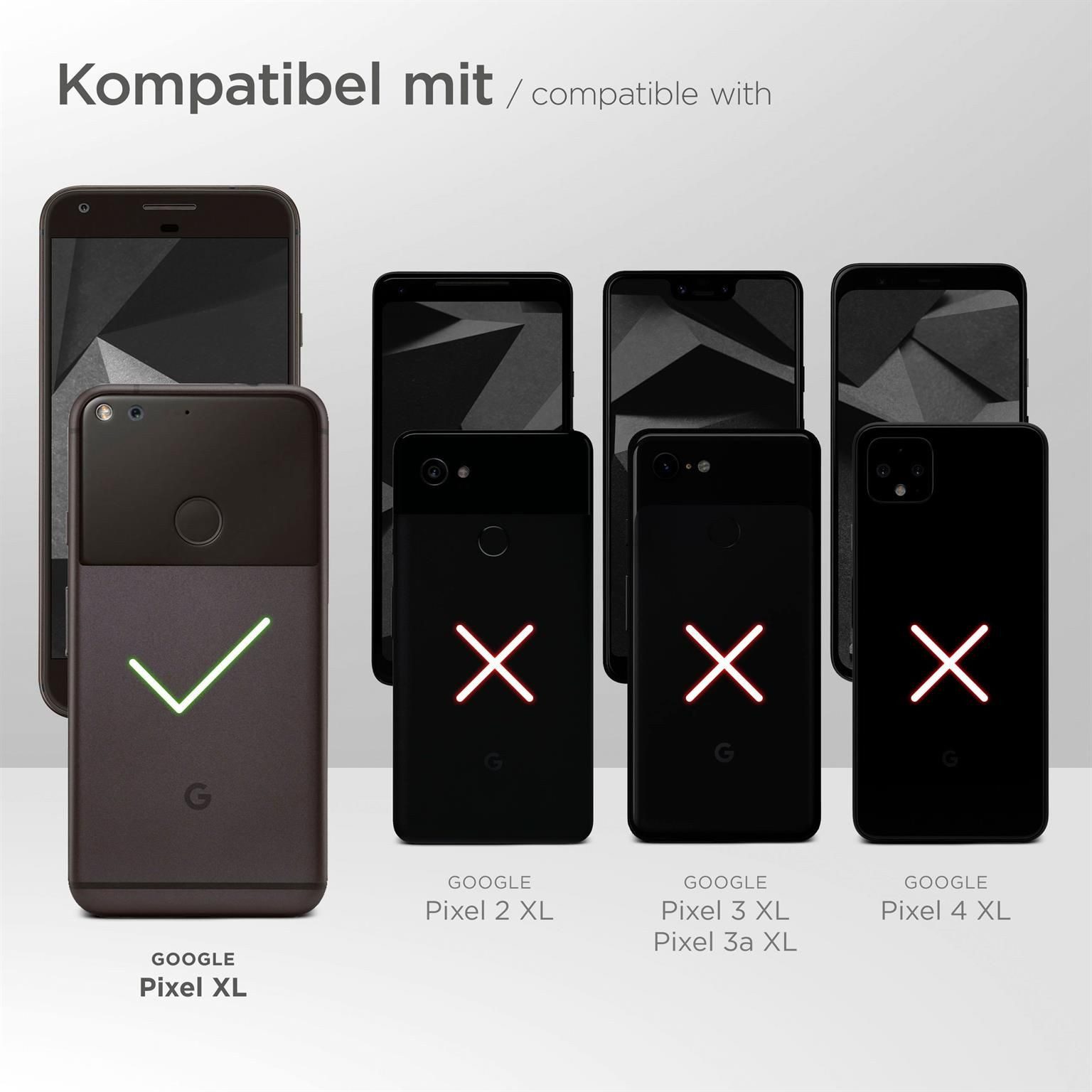 moex Handyhülle für Google Pixel XL Hülle Klappbar Book Case Schwarz 5,5 Zoll, Klapphülle Kartenfach Flip Cover Handytasche Leder Optik Schutzhülle