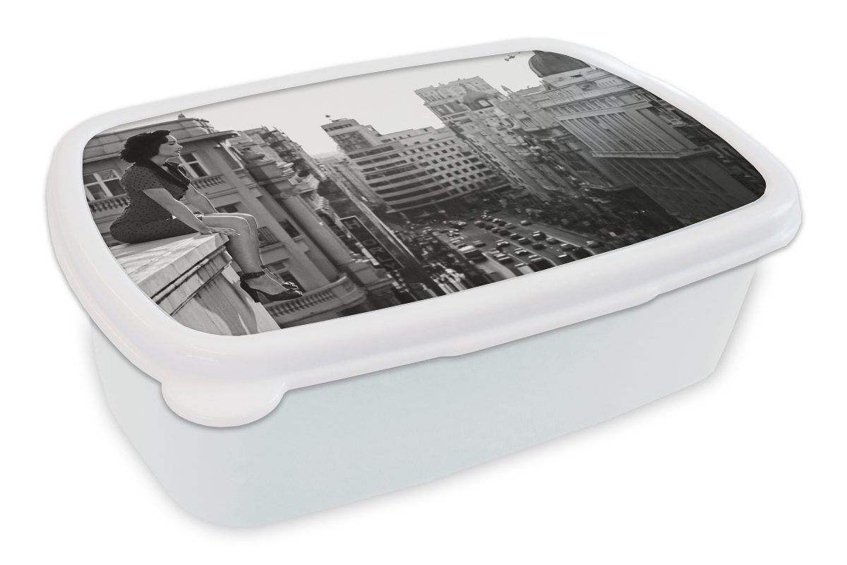 - Spanien und - Lunchbox Jungs Brotdose, Kunststoff, Kinder und Frau, - weiß Brotbox für für Mädchen Architektur Erwachsene, Madrid (2-tlg), MuchoWow