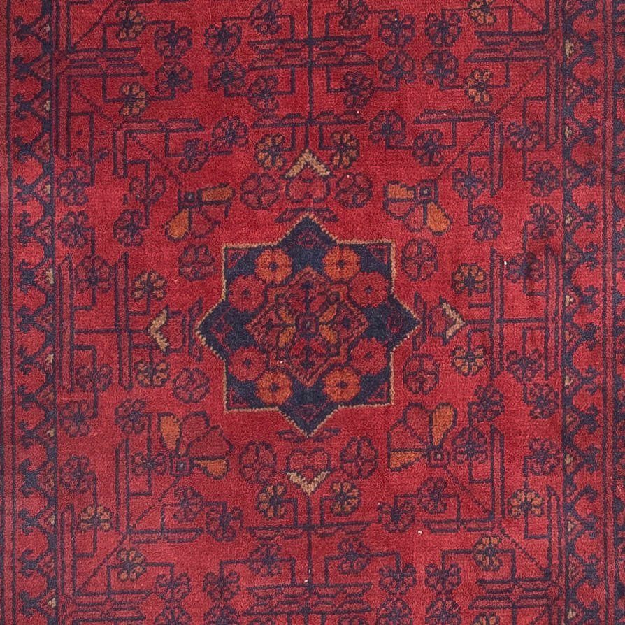 Orientteppich Afghan dunkelrot, - 7 Höhe: 80 - 288 Kunduz Zertifikat Einzelstück Handgeknüpft, cm x - rechteckig, Wohnzimmer, morgenland, mit mm